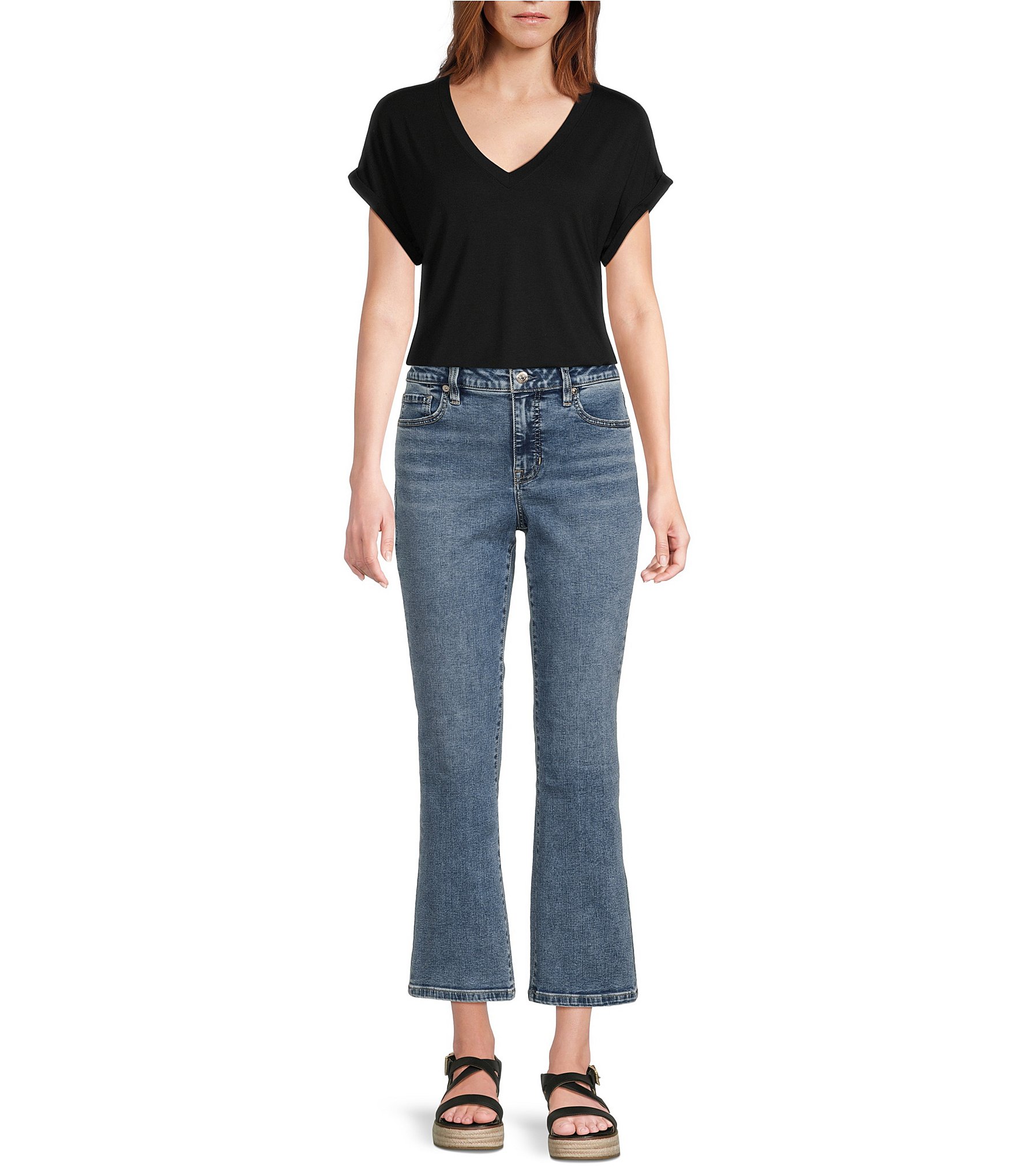 Tommy Bahama Indigo Bootcut Mid Rise Cropped Jean