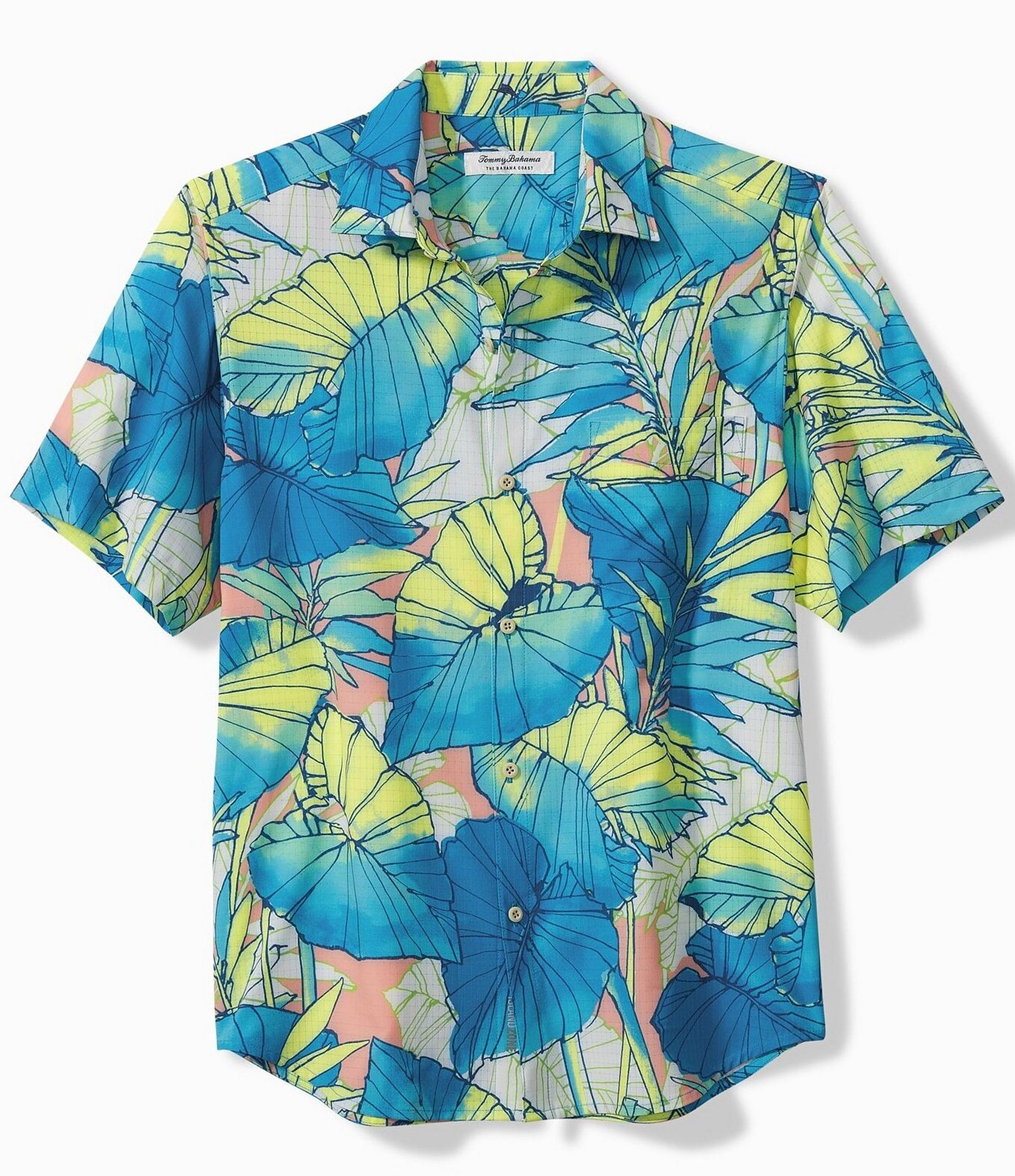 Tommy Bahama IslandZone Bahama Coast Nuevo Fronds Short Sleeve Woven Shirt, Mens, L, Julius