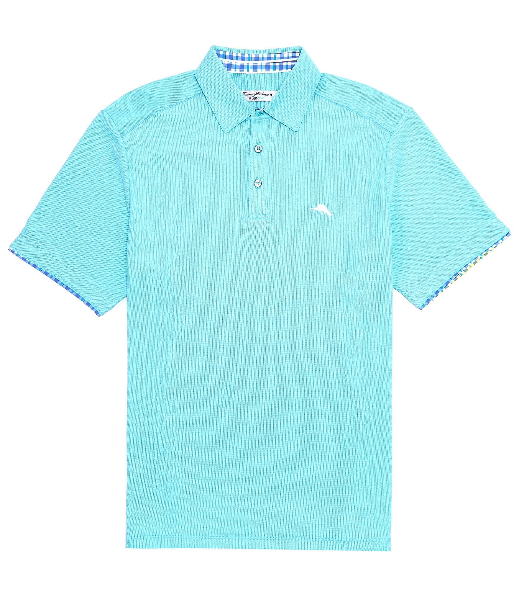 Tommy Bahama IslandZone Fenway Check 5 O' Clock Short Sleeve Polo Shirt ...