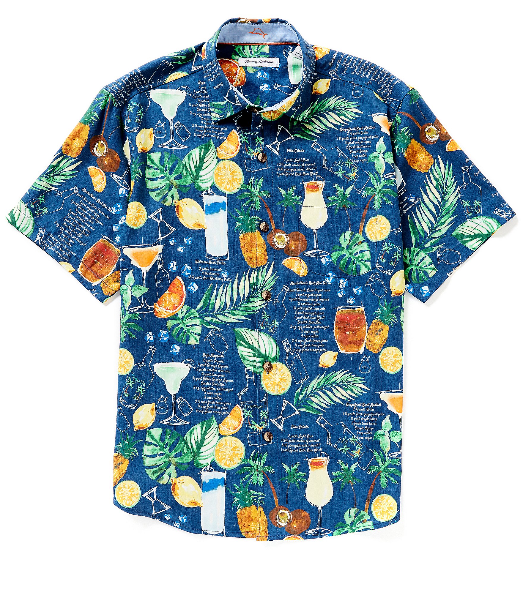 Tommy Bahama IslandZone Bahama Coast Monstera Lines Tropical Print  Short-Sleeve Woven Shirt | Dillard's