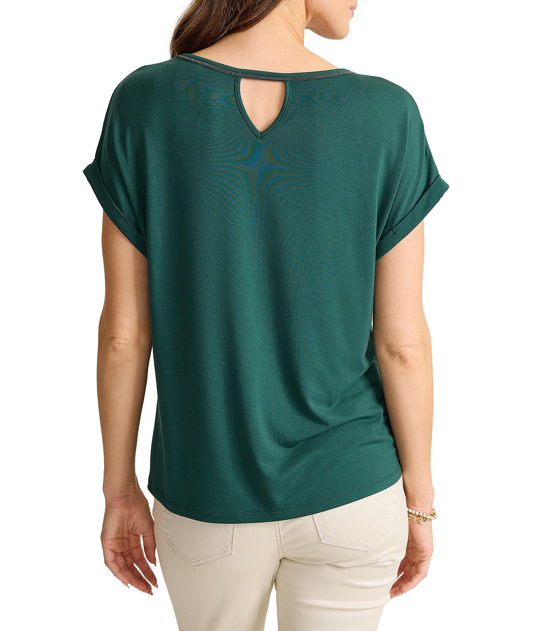 Tommy Bahama Kauai Caviar Beaded Crew Neck Rolled Short Sleeve Tee