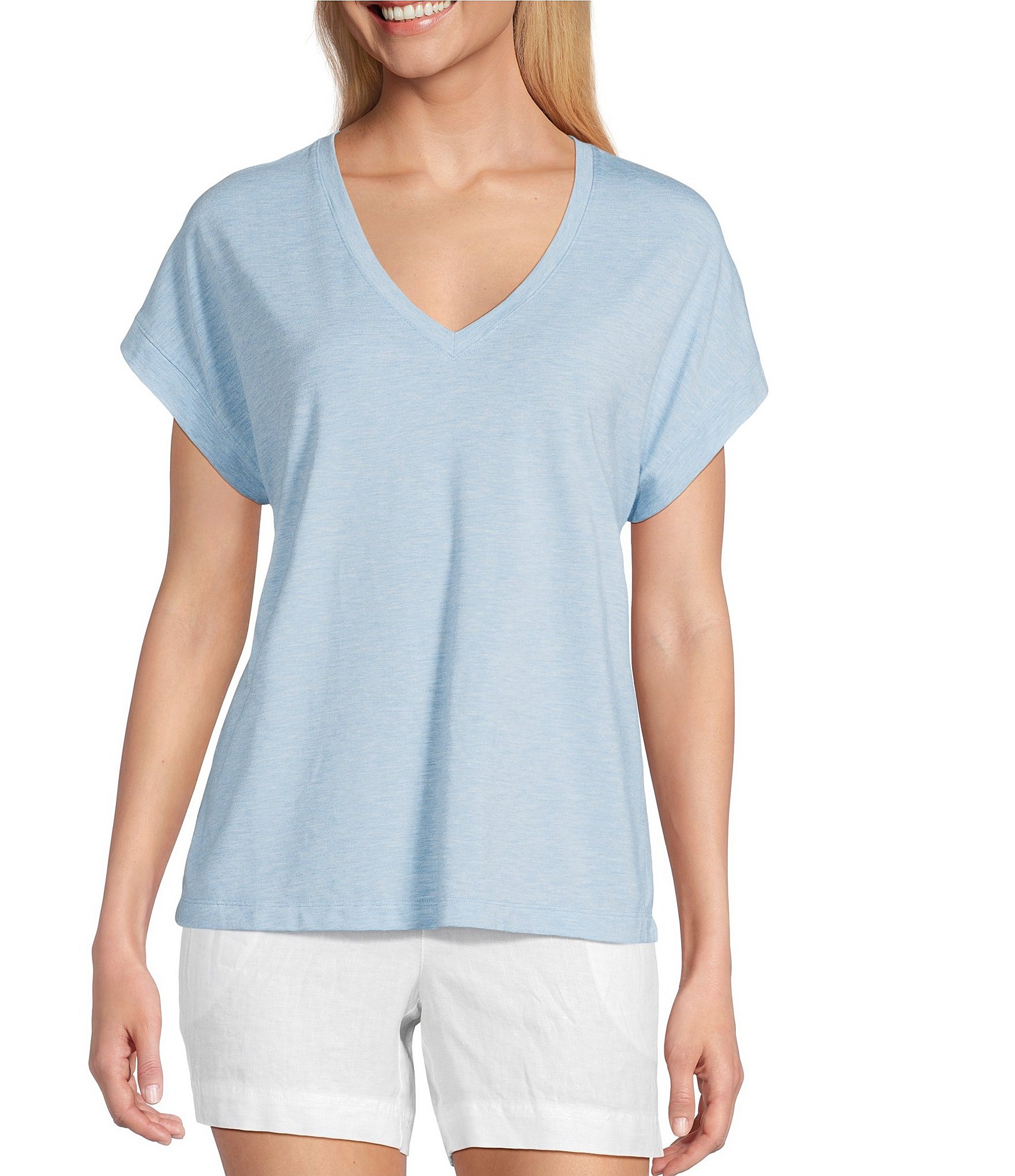 Tommy Bahama Kauai Solid Stretch Jersey V-Neck Short Sleeves Relaxed Fit T-Shirt