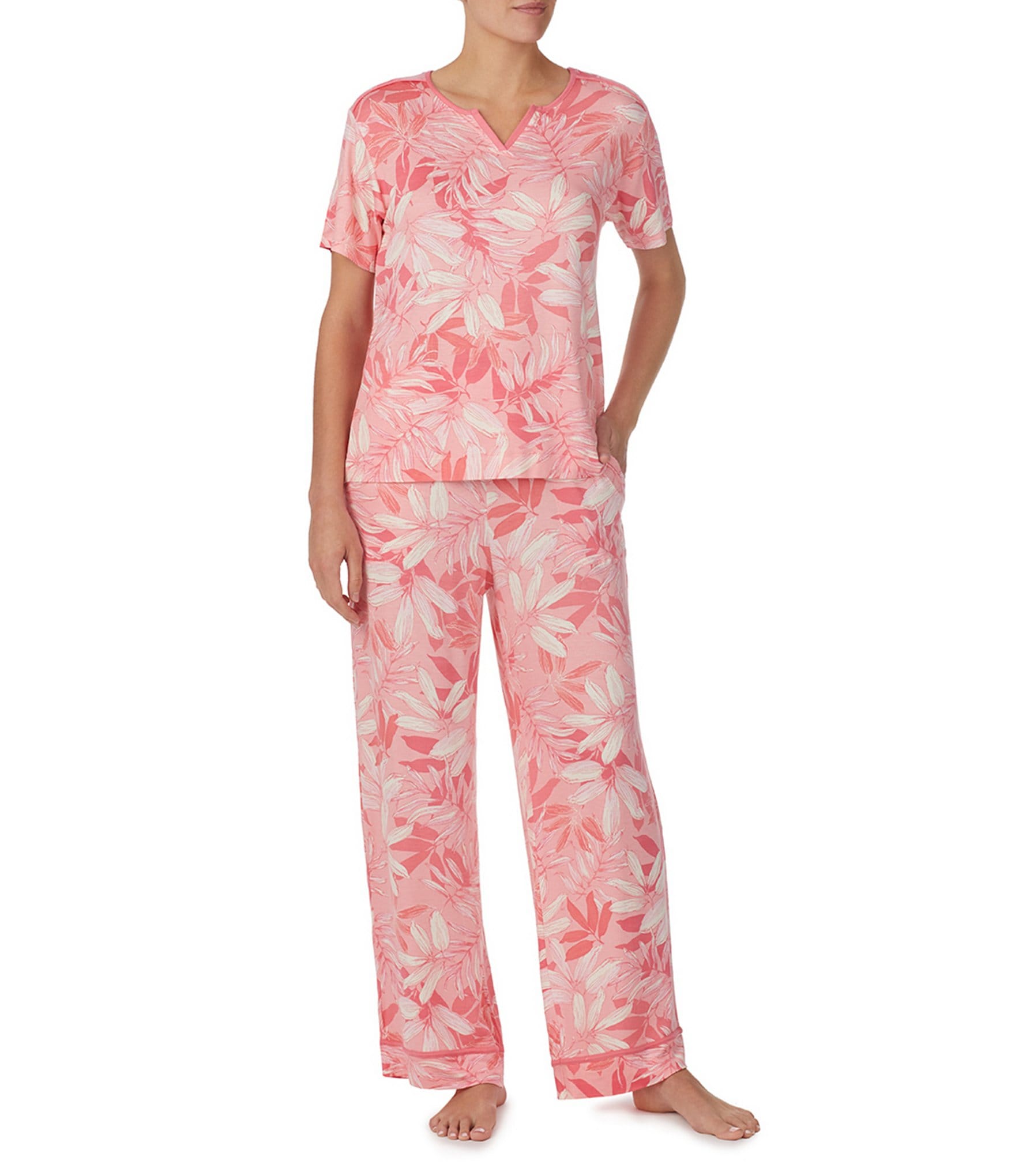 Tommy Bahama Knit Short Sleeve V-Neck Palm Print Pajama Set | Dillard's