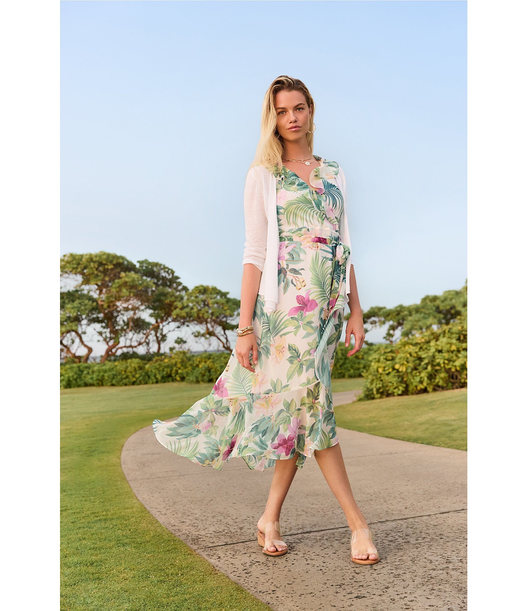 Tommy Bahama Open Front 3/4 Sleeve Cardigan