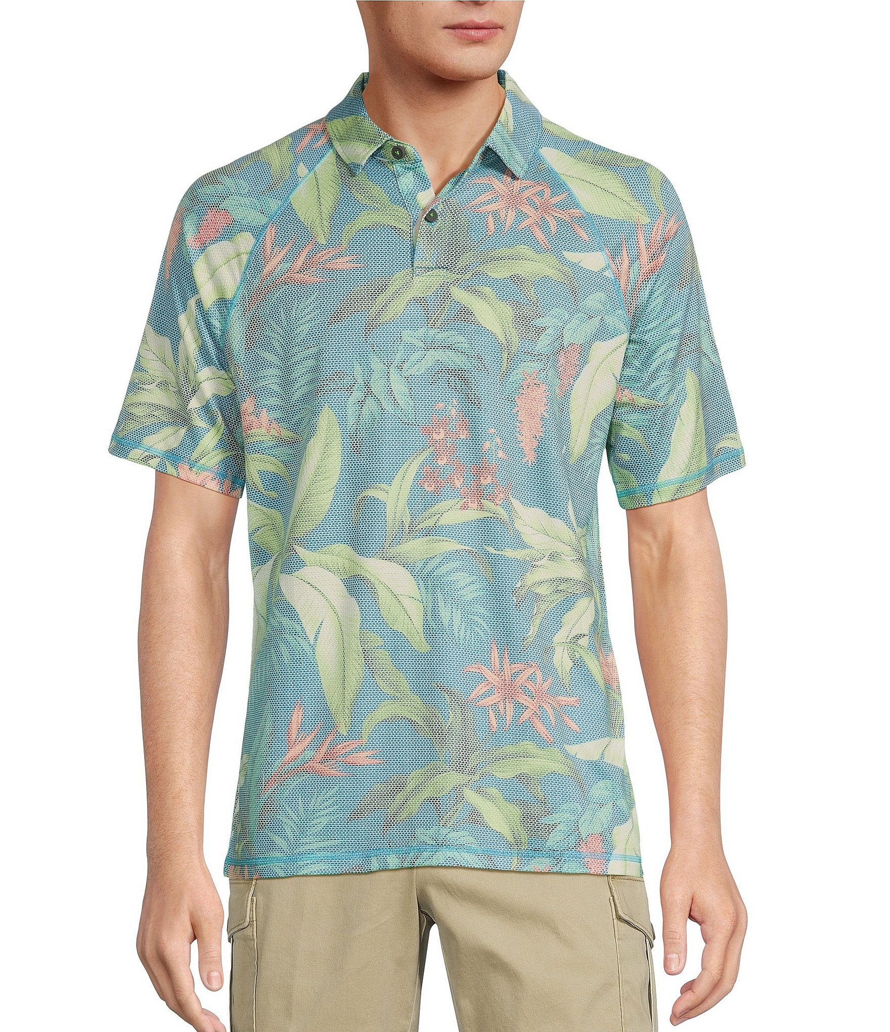 Tommy Bahama Lush Hour Tropical Print Raglan Sleeve Polo Shirt | Dillard's