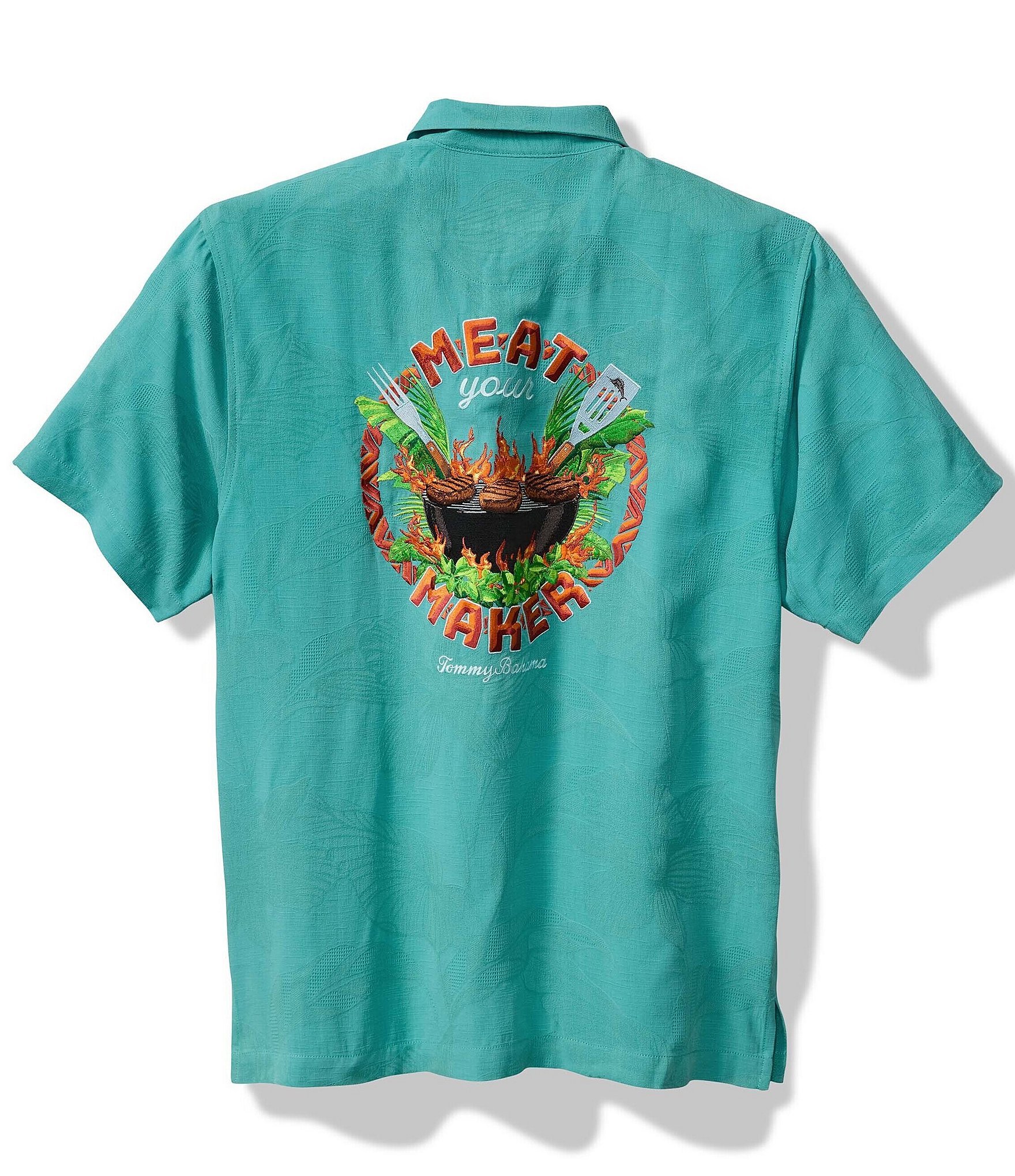 Tommy Bahama Meat Your Maker Short Sleeve Woven Embroidered Camp Shirt