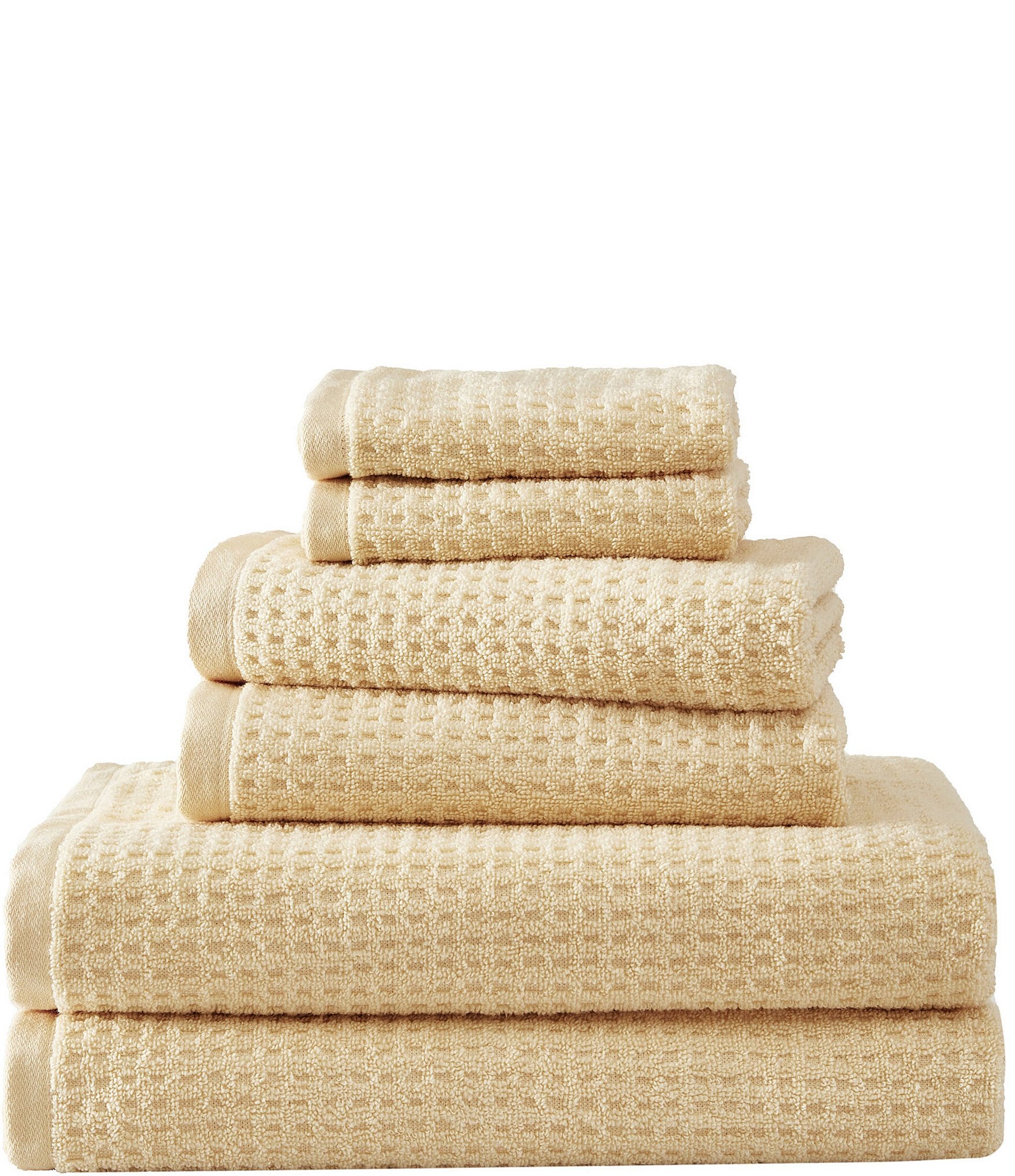 yellow and grey bath towels