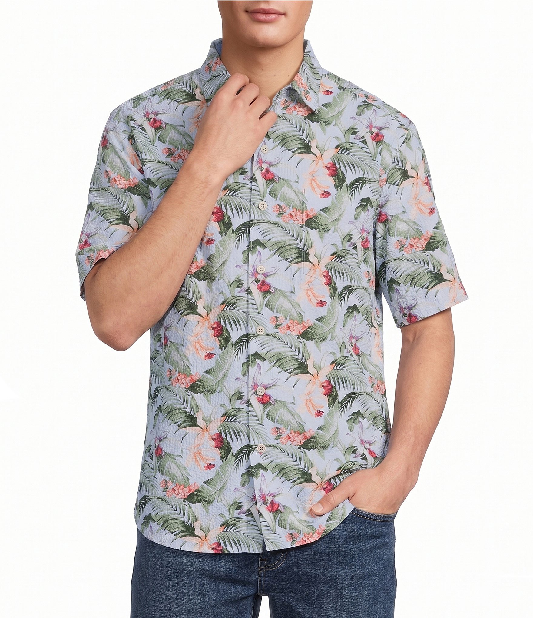 Tommy Bahama Nova Wave Blue Sky Vines Short Sleeve Woven Shirt
