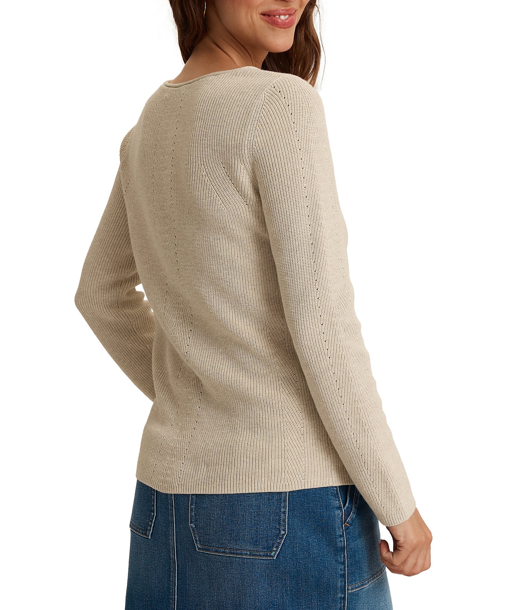 Tommy Bahama Opal Shore Sequin Knit Boat Neck Long Sleeve Sweater Top