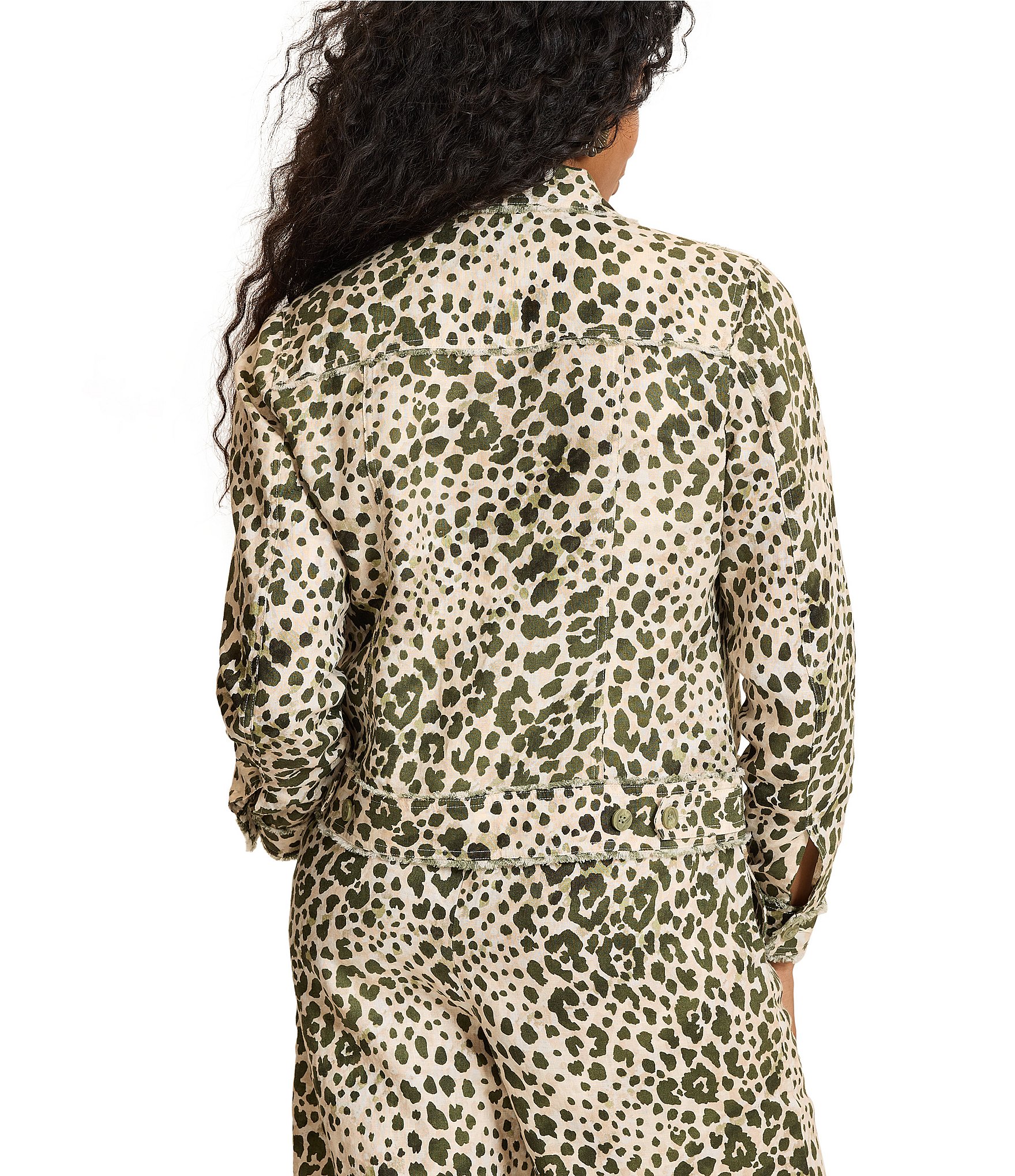 Tommy Bahama Pacific Leopard Print Point Collar Long Sleeve Button Front Jacket