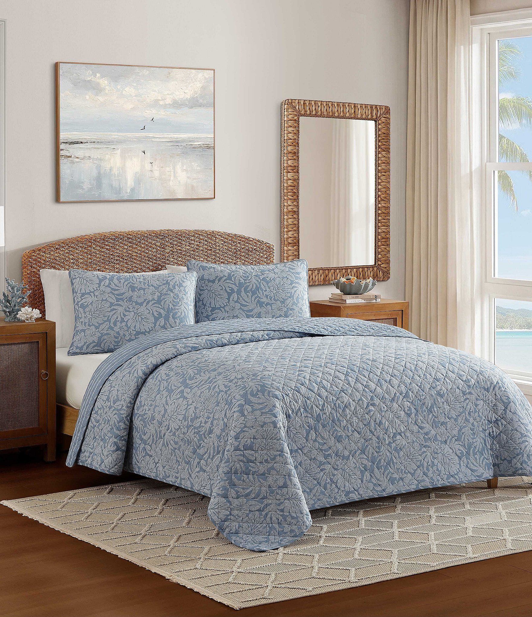 Tommy Bahama Palm Dot Cotton Reversible Quilt Mini Set