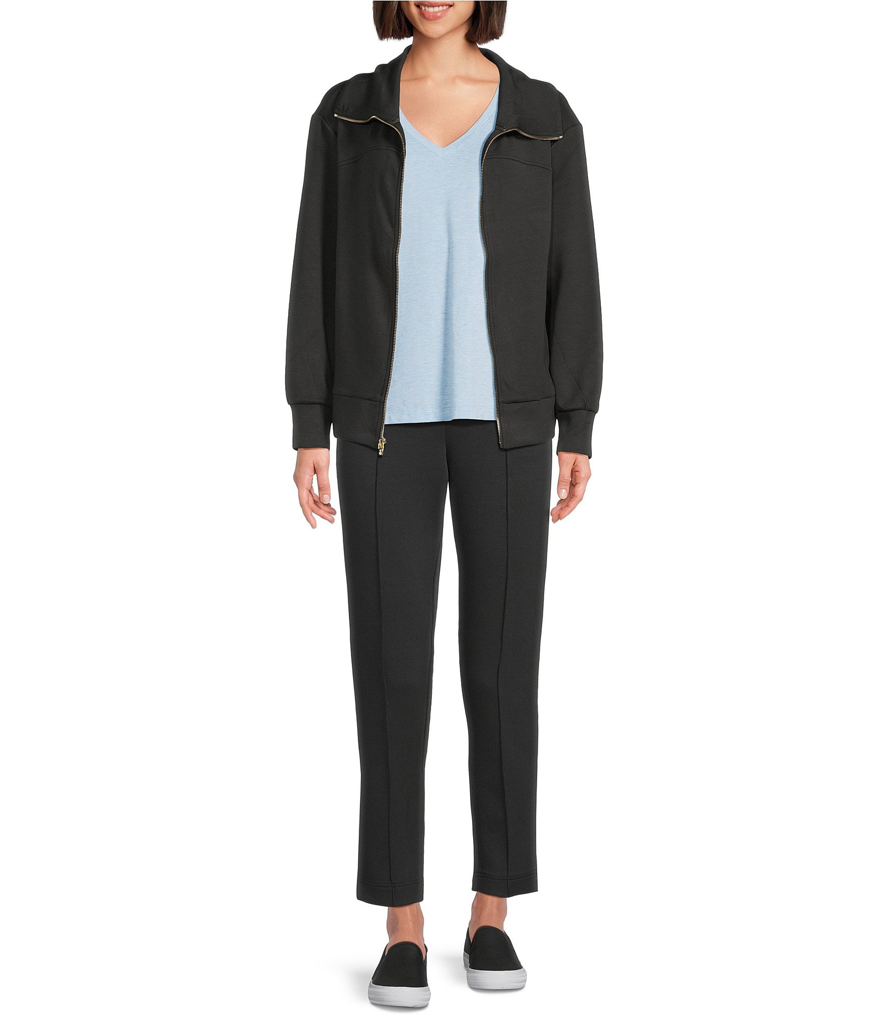 Tommy Bahama Palm Voyage Knit Point Collar Long Sleeve Zip-Up Jacket