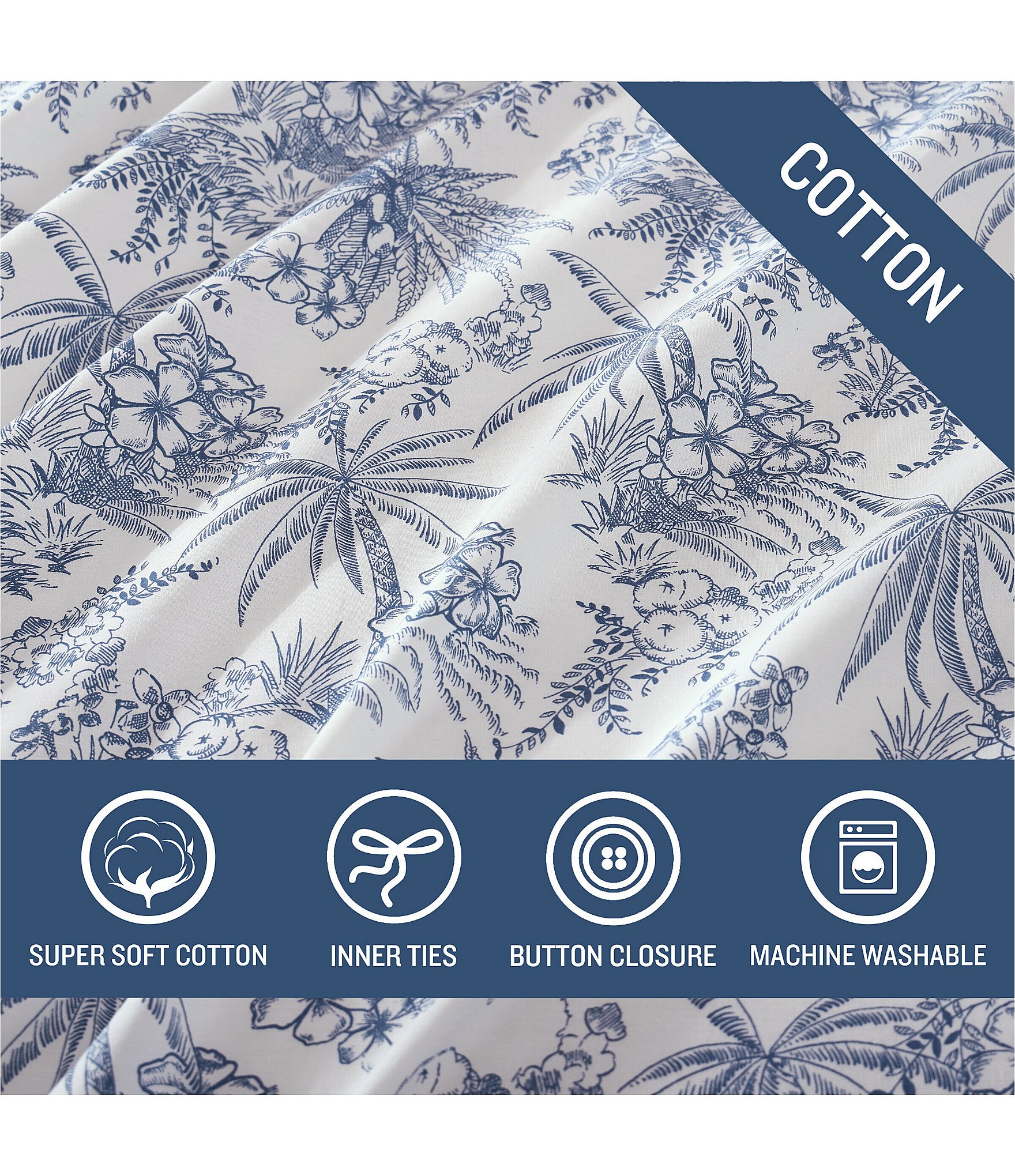 Tommy Bahama Pen And Ink Cotton Reversible Duvet Cover Mini Set