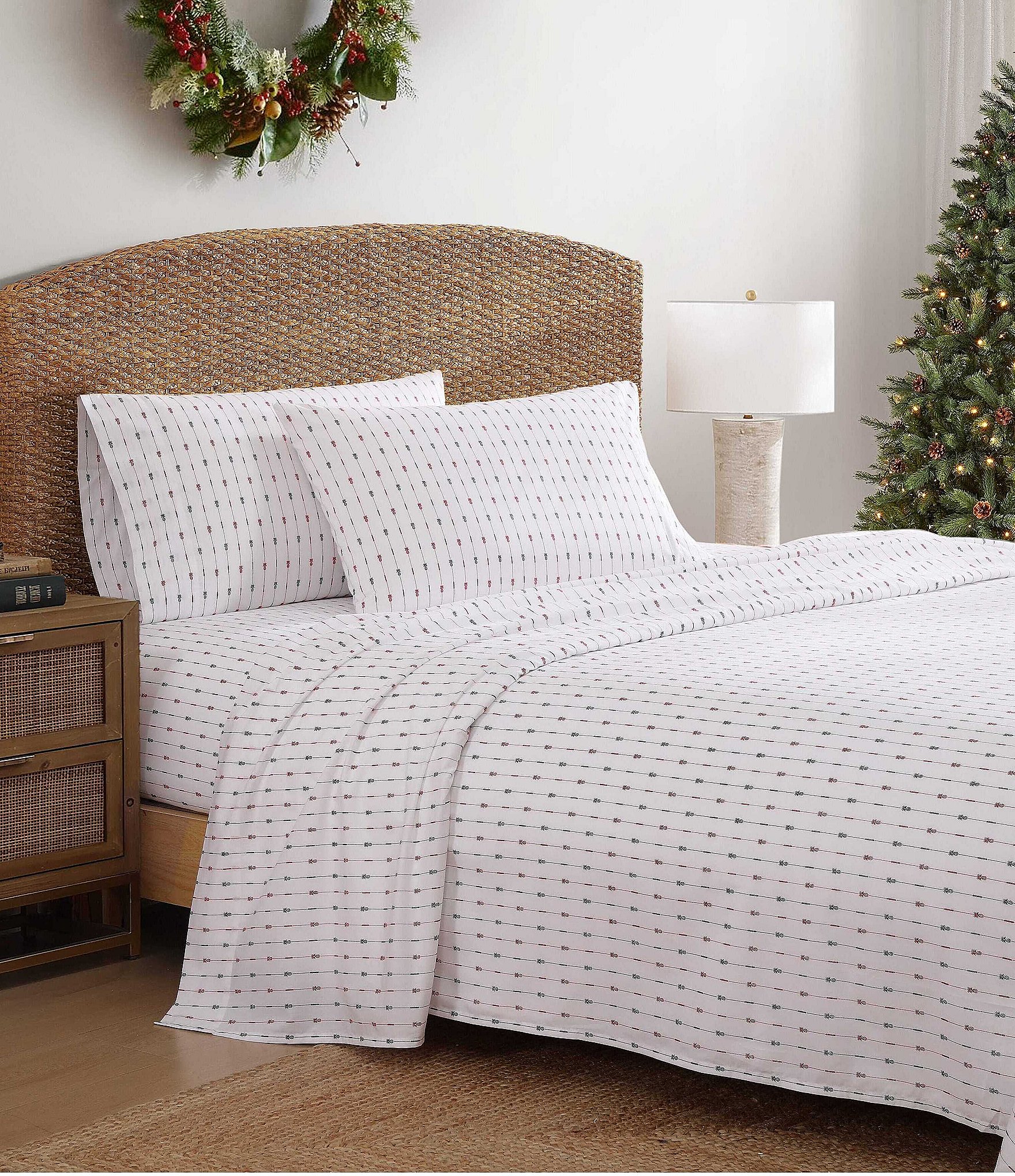 Tommy Bahama Pineapple Pinstripe Washed Cotton Percale Sheet Set