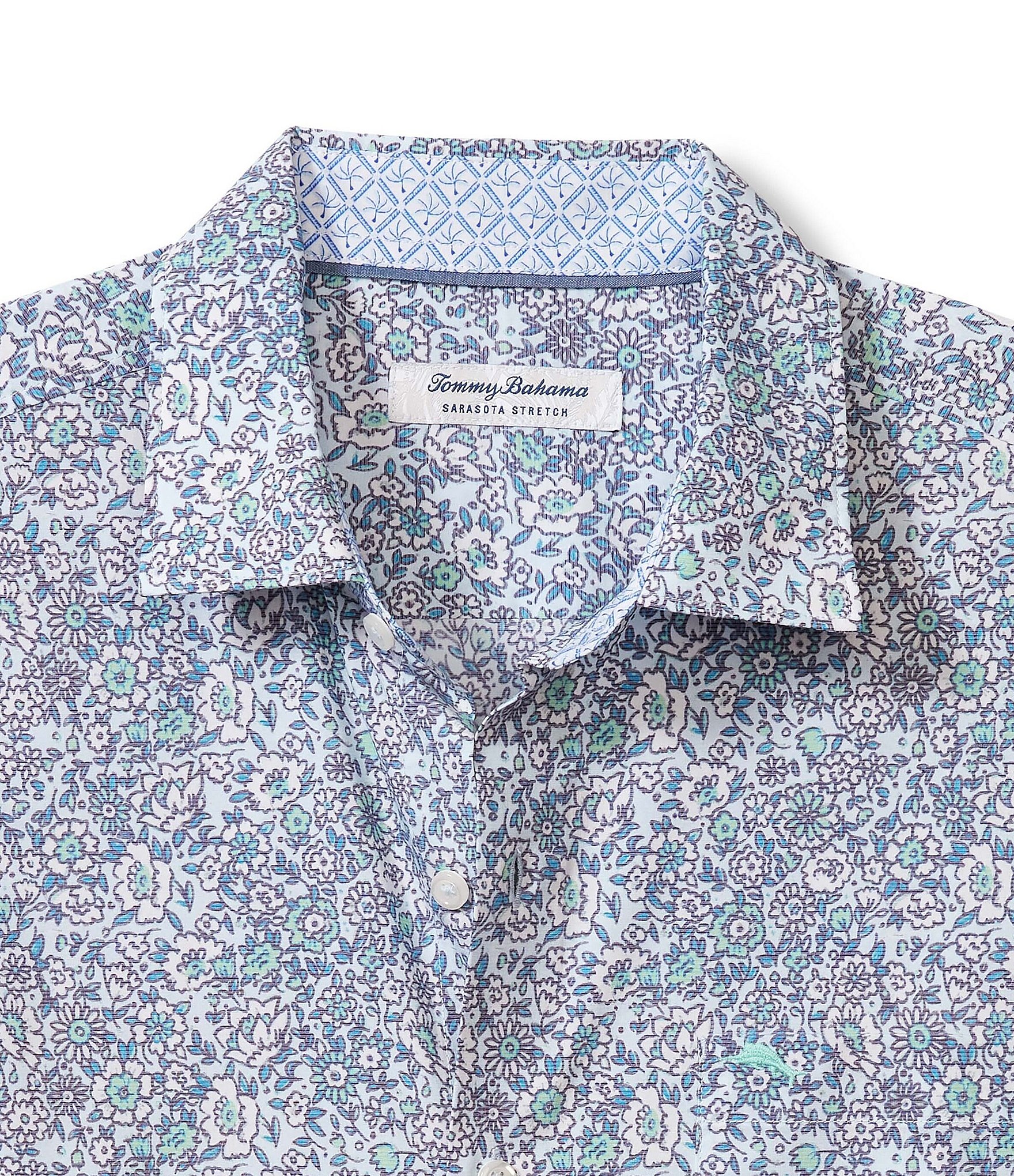 Tommy Bahama Sarasota Stretch Blue Flora Long Sleeve Shirt