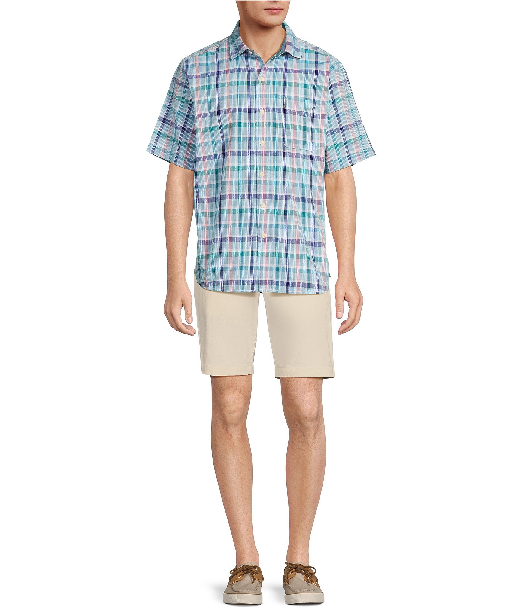 Tommy Bahama Sky Ripple Check Short Sleeve Woven Shirt