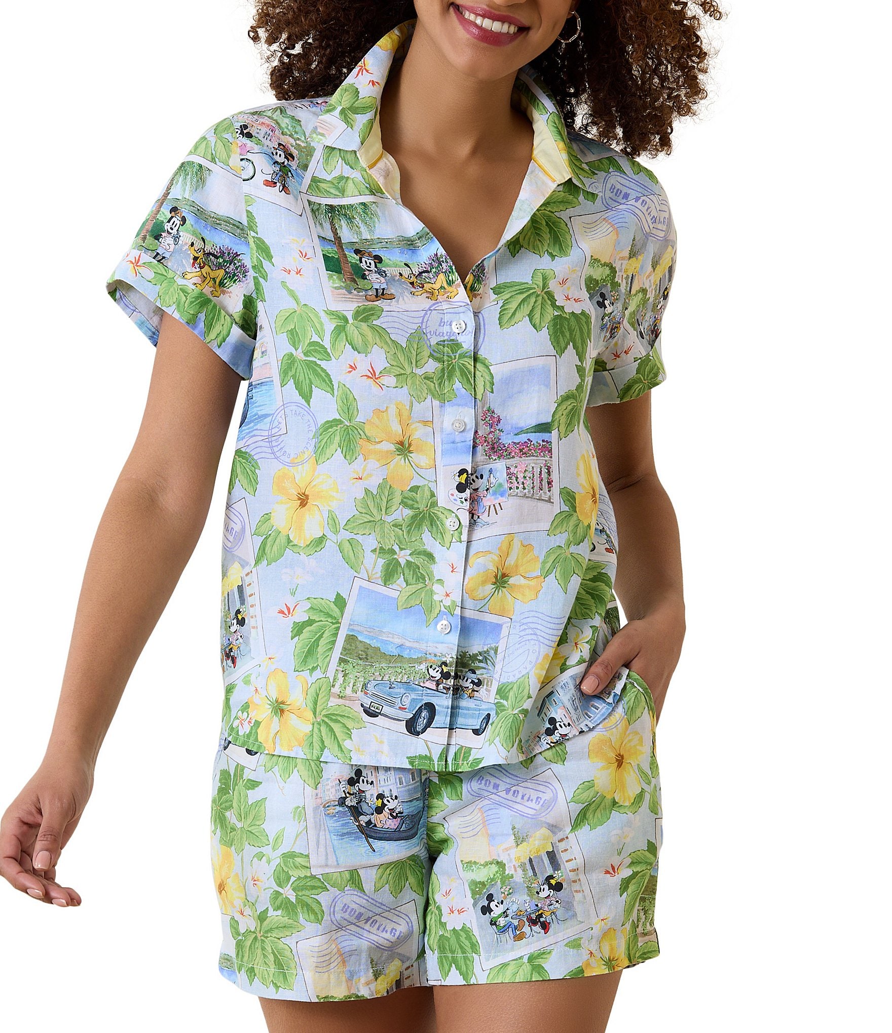 Tommy Bahama Disney Coastalina Postcard to Paradise Linen Camp Shirt ...