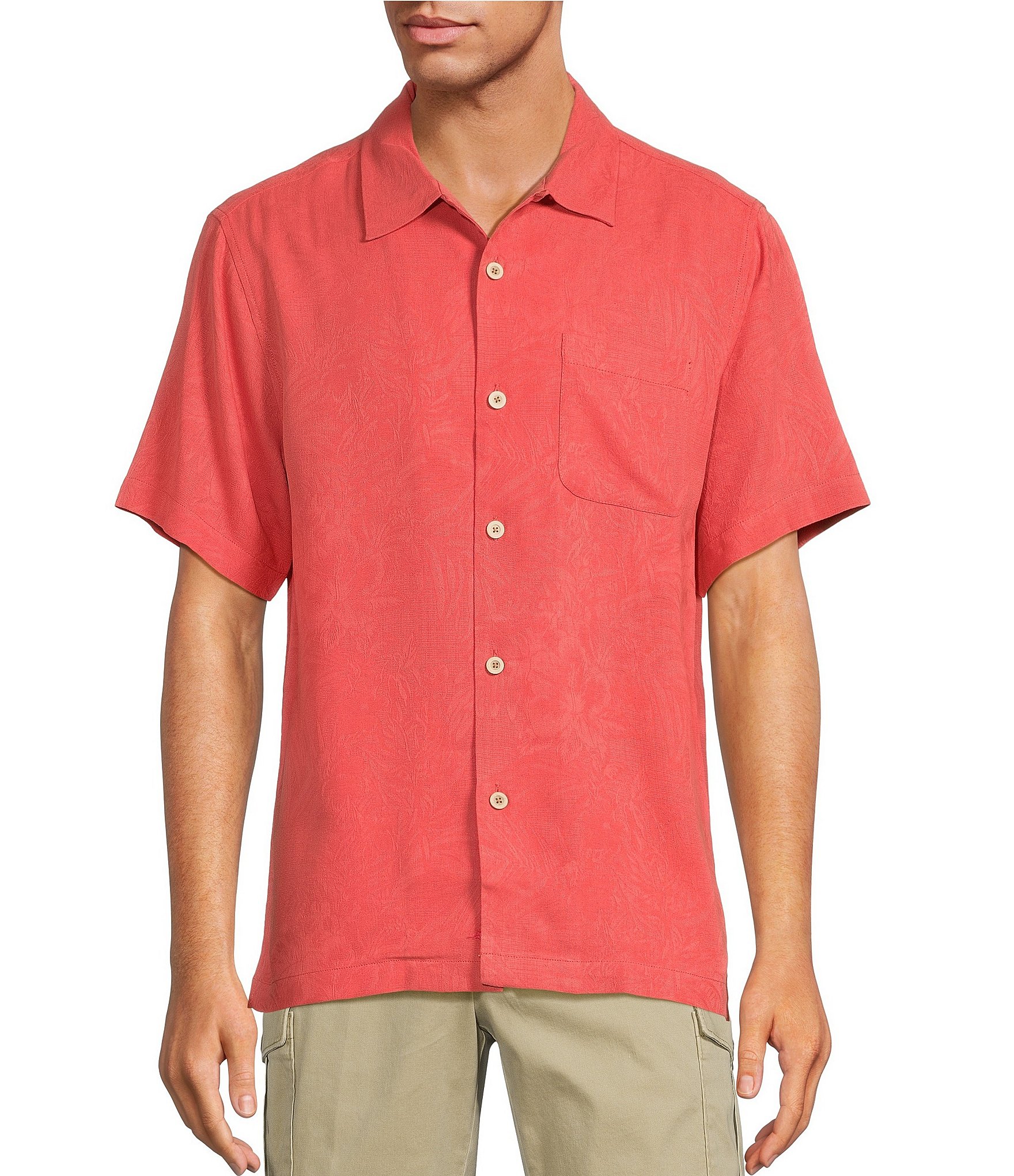 Tommy Bahama Men's Tropic Isles Silk Camp Shirt - Pure Coral - Size XL