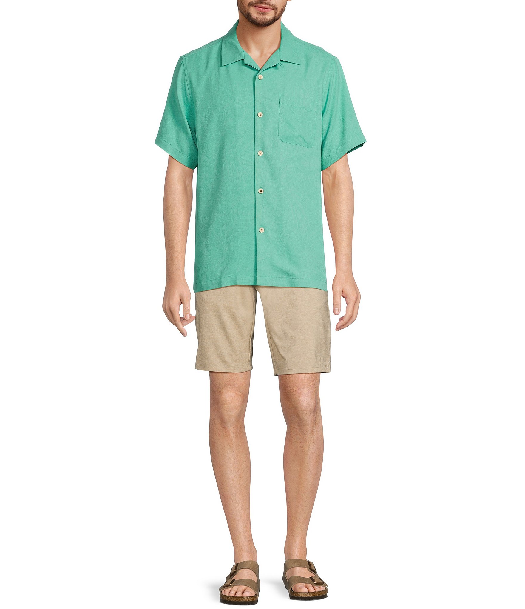 Tommy Bahama Solid Tropic Isle Short Sleeve Camp Collar Woven Shirt