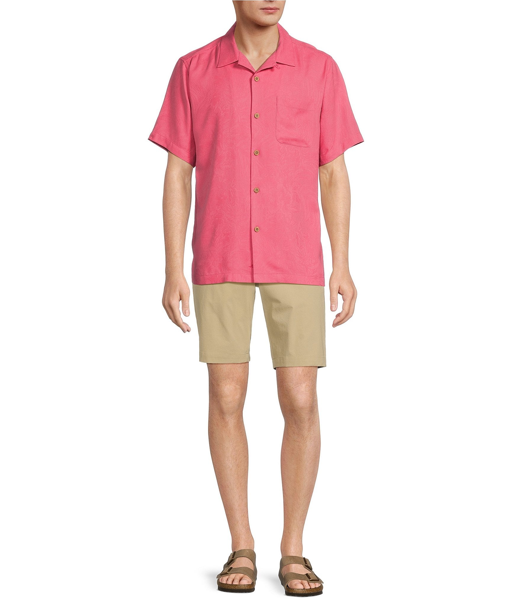 Tommy Bahama Solid Tropic Isle Short Sleeve Camp Collar Woven Shirt