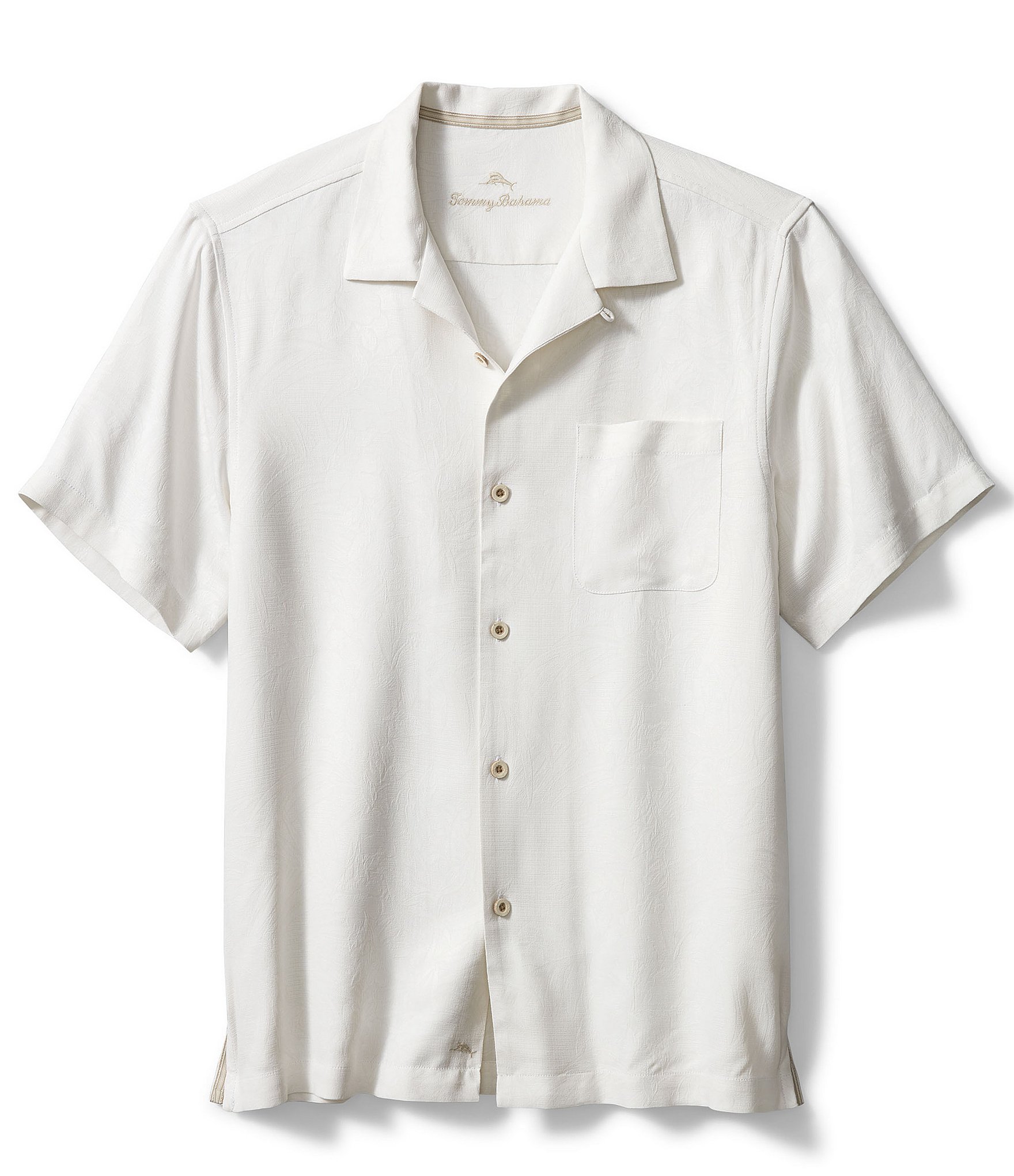 Men's Tommy Bahama White Milwaukee Brewers Baja Mar Short Sleeve Button-Up Shirt Size: Small