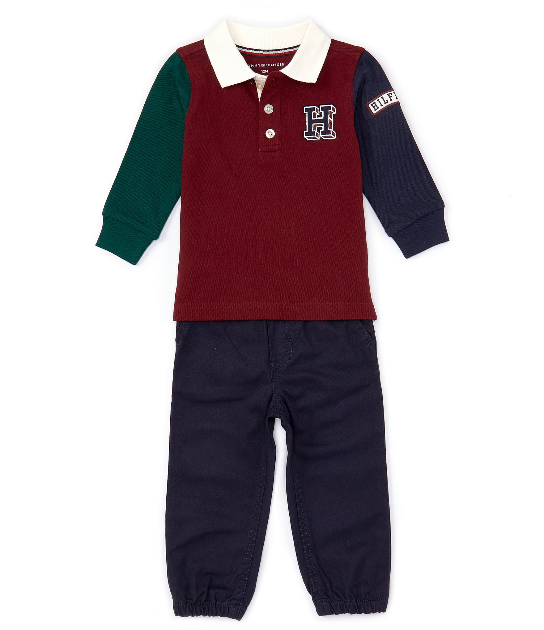 Tommy Hilfiger Baby Boys 12-24 Months Long Sleeve Color Block Pique Polo  Shirt & Solid Twill Jogger Pants Set | Dillard's