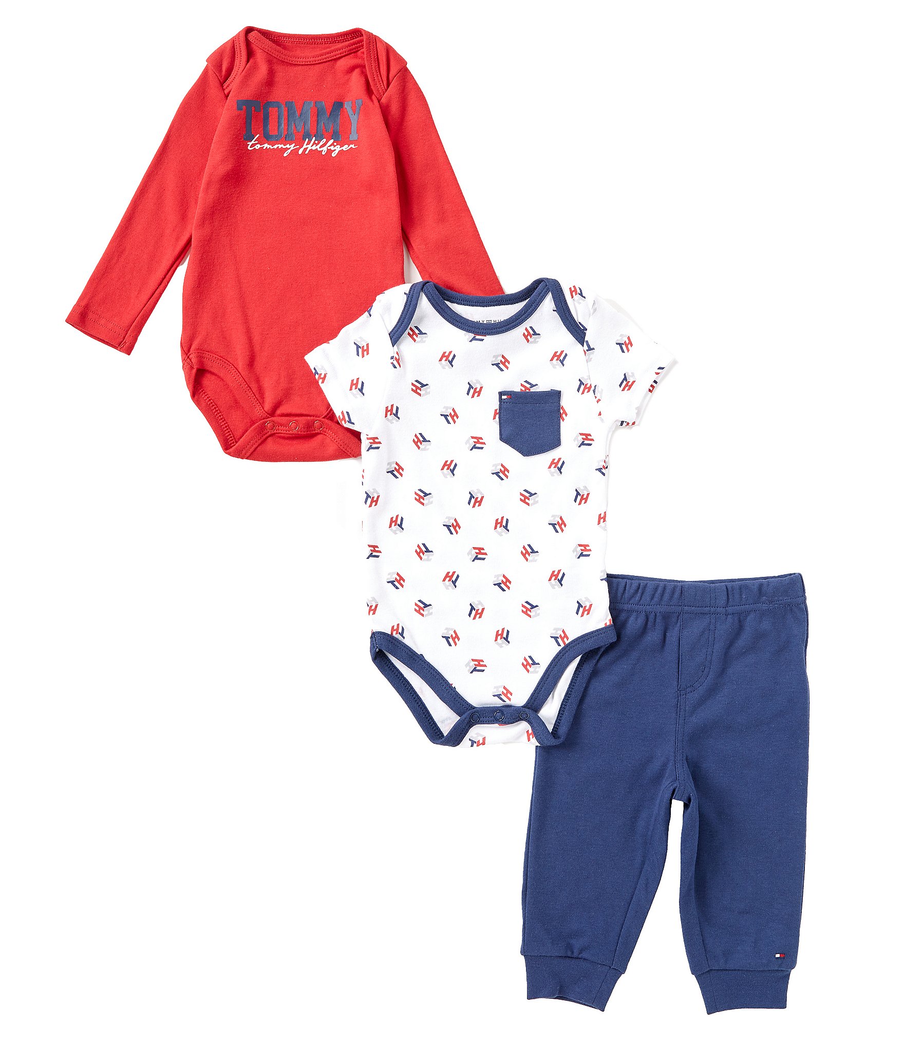 Tommy Hilfiger Baby Boys Newborn-9 Months Americana Bodysuit & Pant Three-Pack Three Set | Dillard's