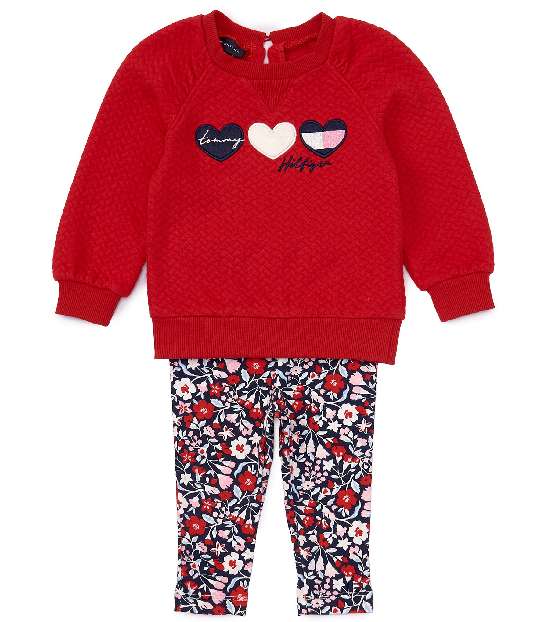 Recite serviet Danser Tommy Hilfiger Baby Girls 12-24 Months Raglan Sleeve Americana Heart  Graphic Tunic Top & Floral-Printed Leggings Set | Dillard's