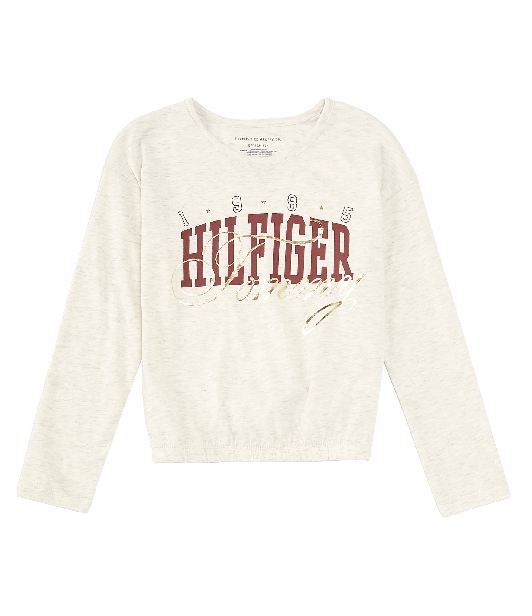 Tommy Hilfiger Big Girls 7-16 Long Sleeve Arched Logo Elastic-Hem Jersey  T-Shirt | Dillard's