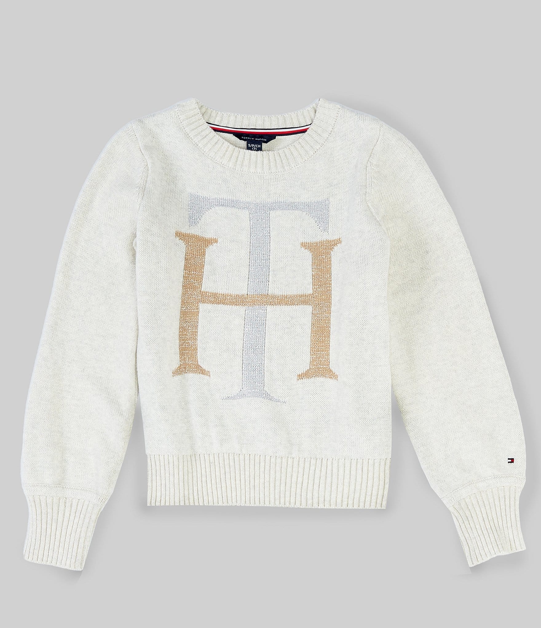 Hilfiger Long Girls Tommy Sleeve 7-16 Sweater Monogram Heather | Dillard\'s Lurex Intarsia Big