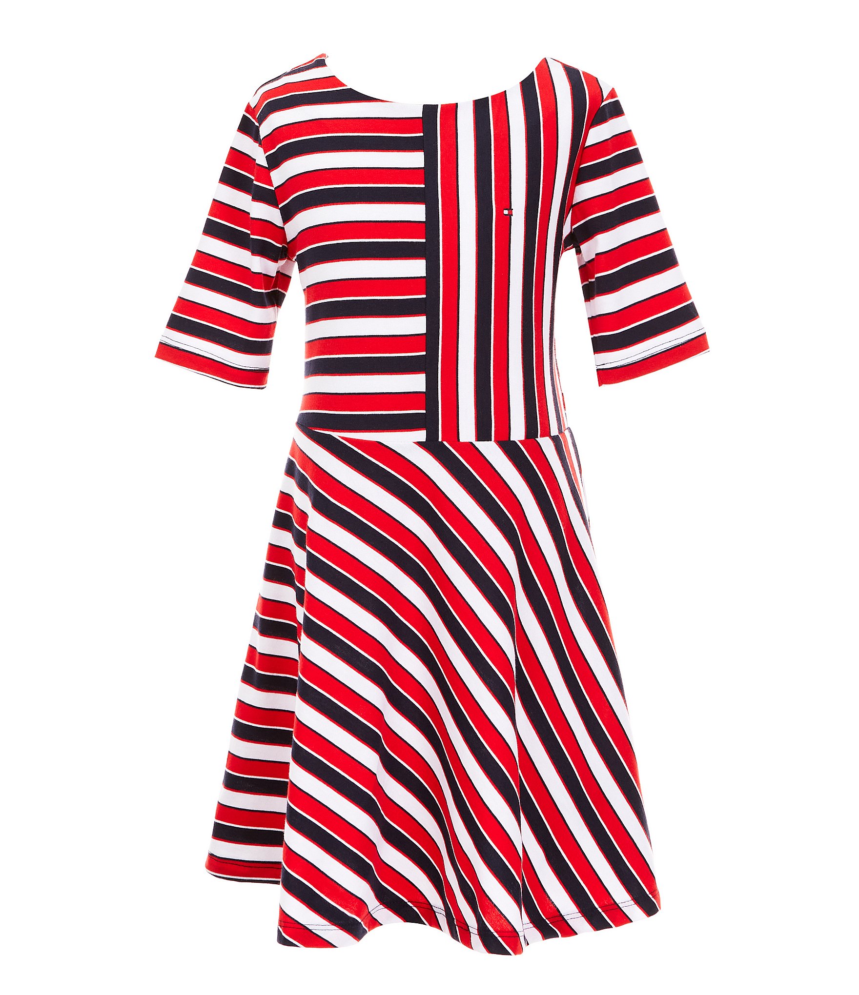 Tommy Hilfiger Big Girls 7-16 Short Sleeve Americana Striped Dress ...