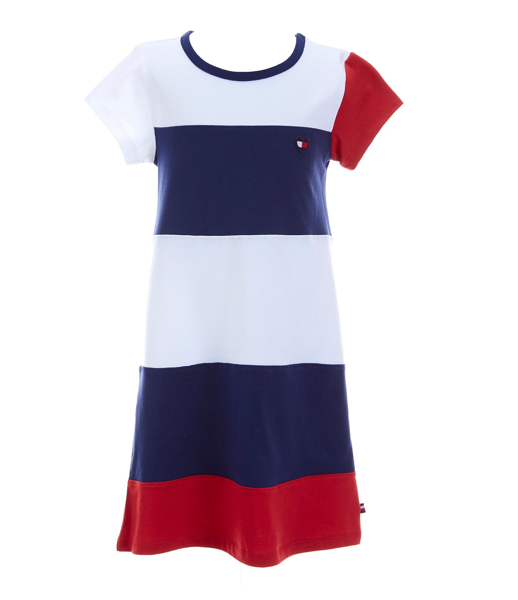 Tommy Hilfiger Girls 7-16 Color-Block Heart Graphic Patch T -Shirt Dress |