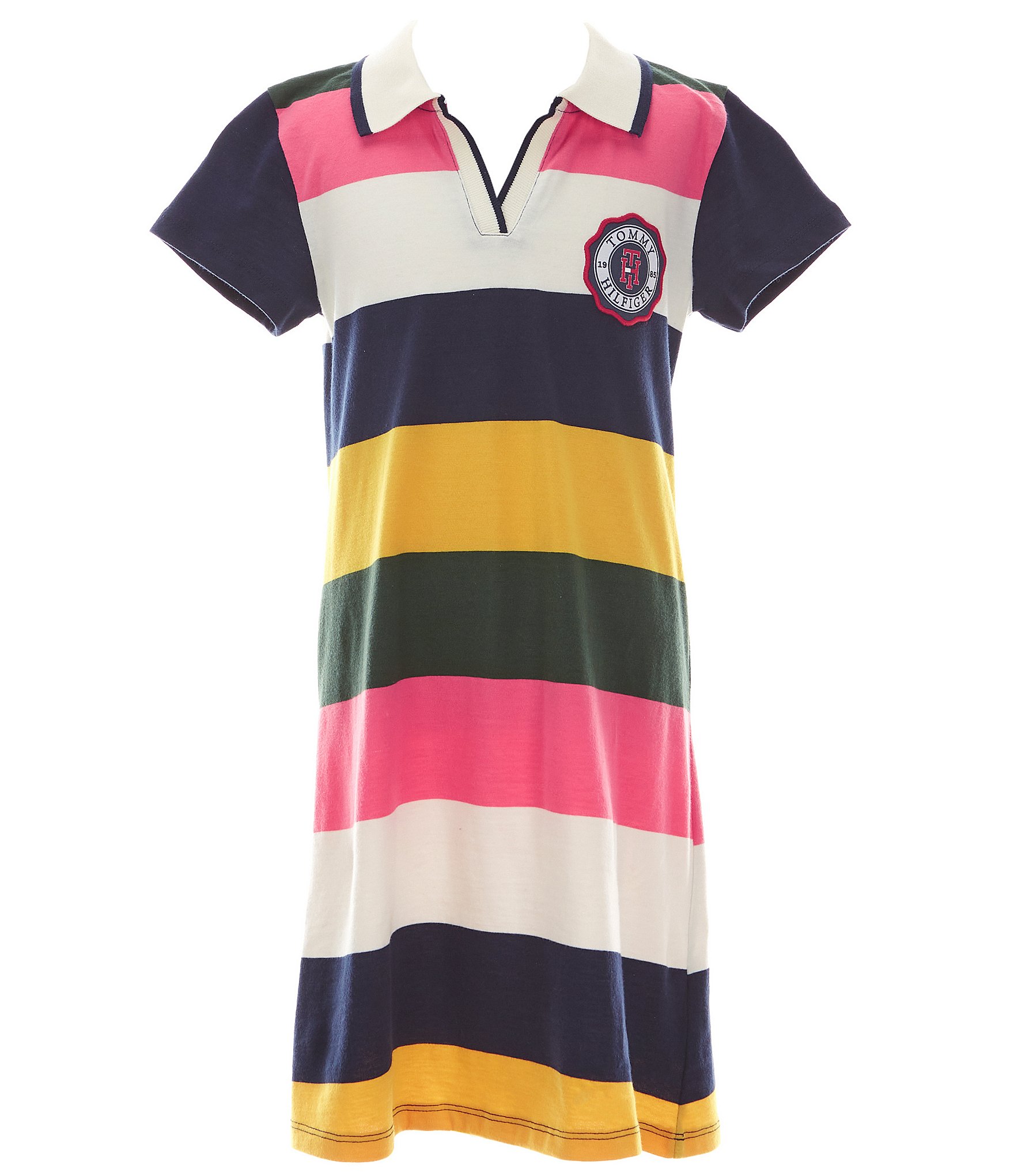 Tommy Hilfiger 7-16 Big Girls Short-Sleeve Shirtdress | Dillard\'s Rugby-Striped