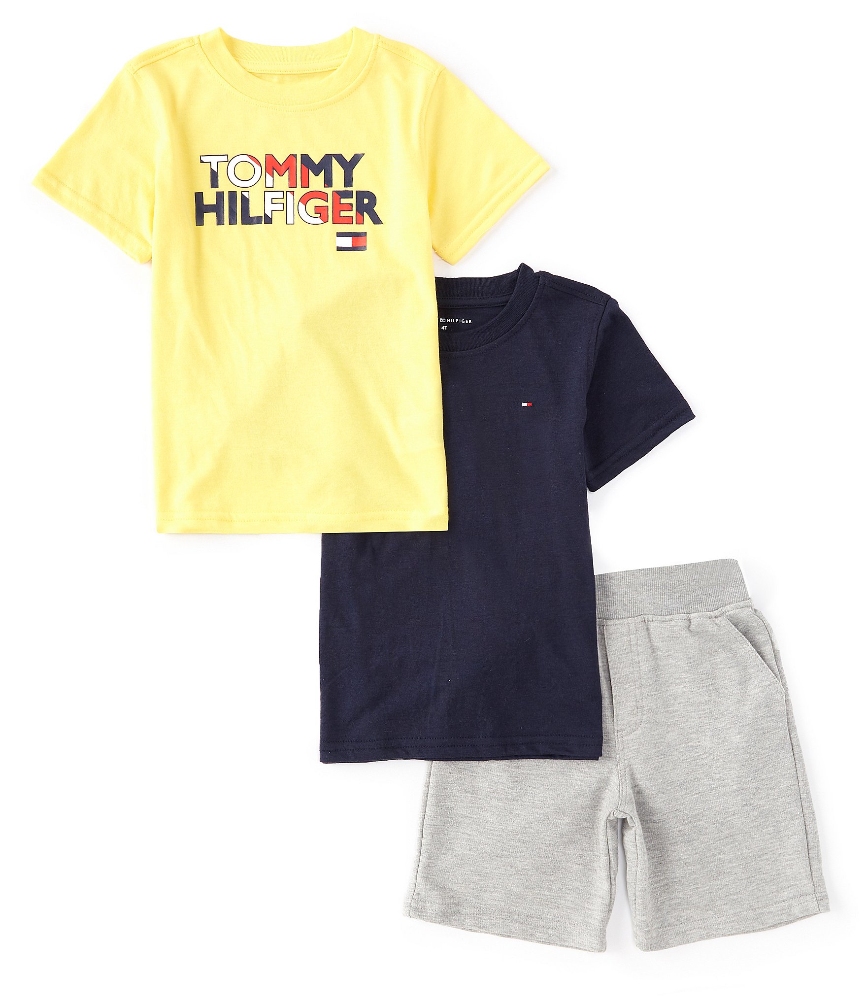 Person med ansvar for sportsspil Afvist Forberedelse Tommy Hilfiger Little Boys 2T-4T Short-Sleeve Solid Jersey Tee,  Logo-Block-Letter Jersey Tee, & French Terry Shorts 3-Piece Set | Dillard's