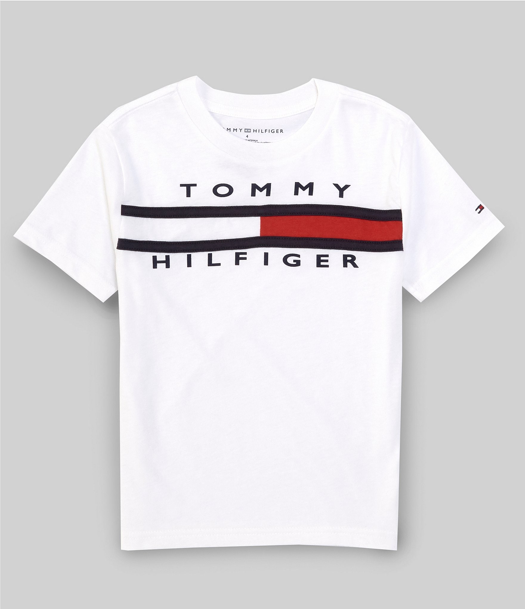 Tommy Hilfiger Girls Short Sleeve Solid Color V-Neck T-Shirt