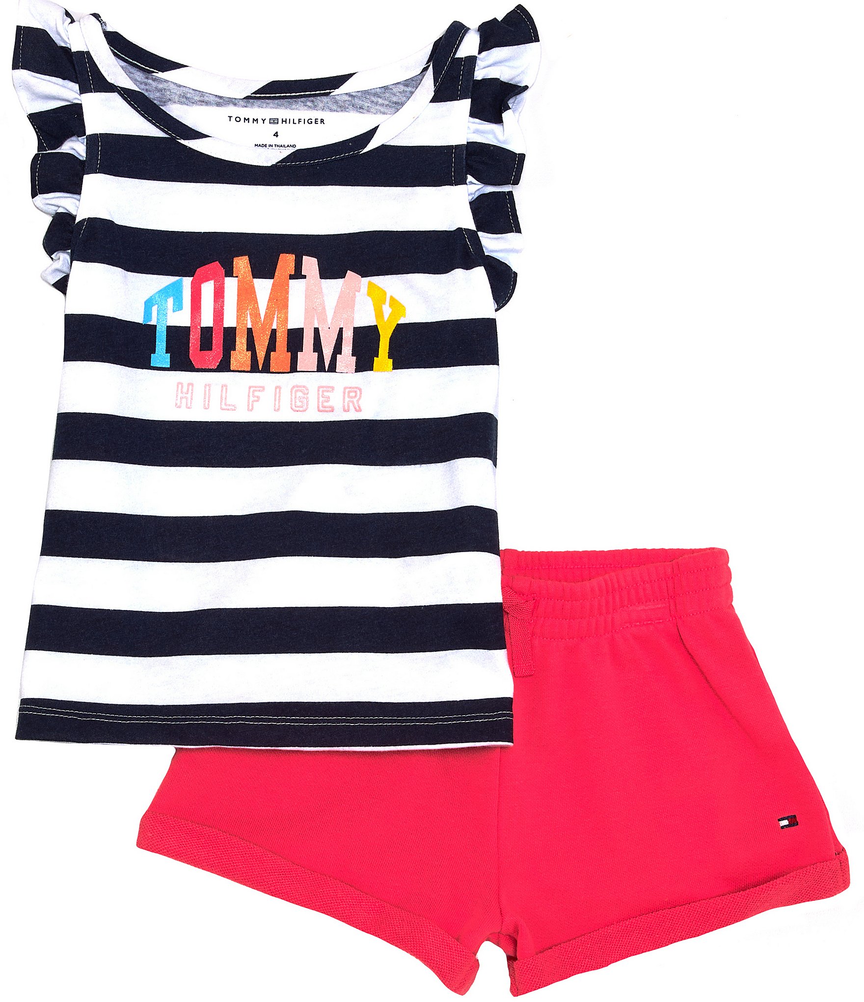 spørge Enlighten Forstad Tommy Hilfiger Little Girls 2T-6X Jersey Stripe Top With French Terry Pink  Short Set | Dillard's