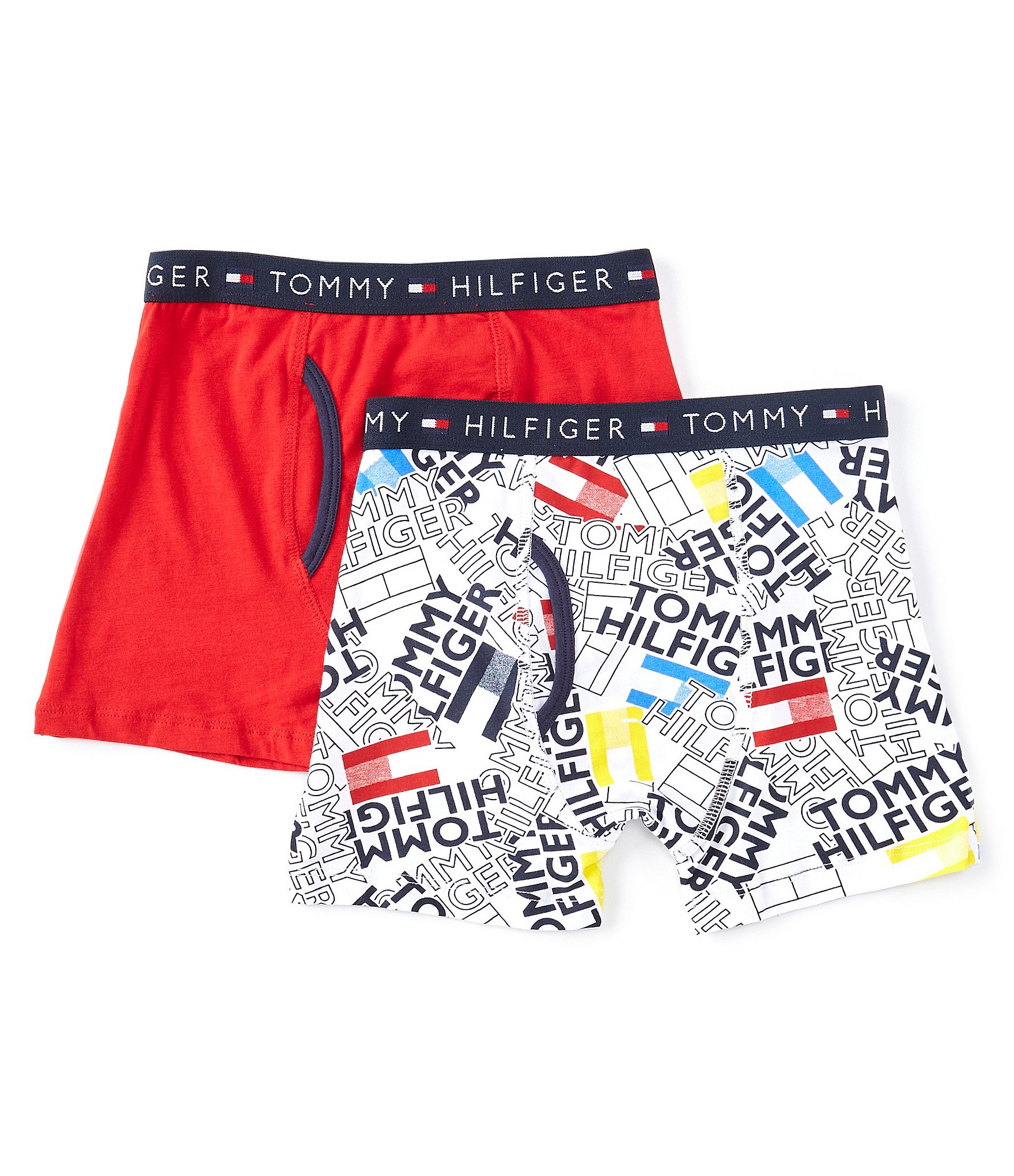 Tommy Hilfiger 2-Pack Icon Flag Logo Print Boys Boxer Trunks Blue