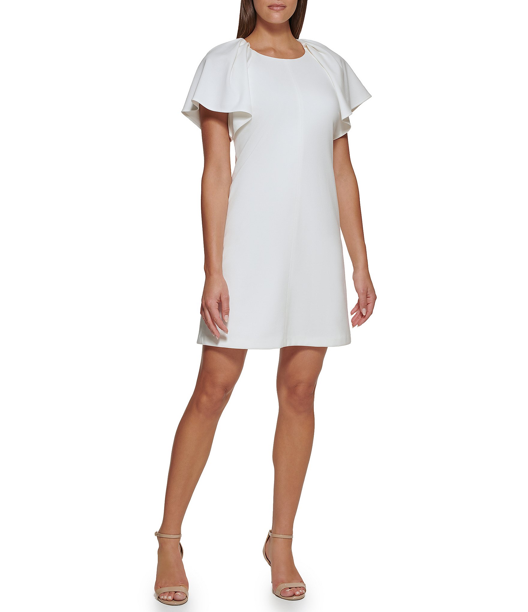 Tommy Hilfiger Short Flutter Sleeve Crew Neck Sheath Dress | Dillard's