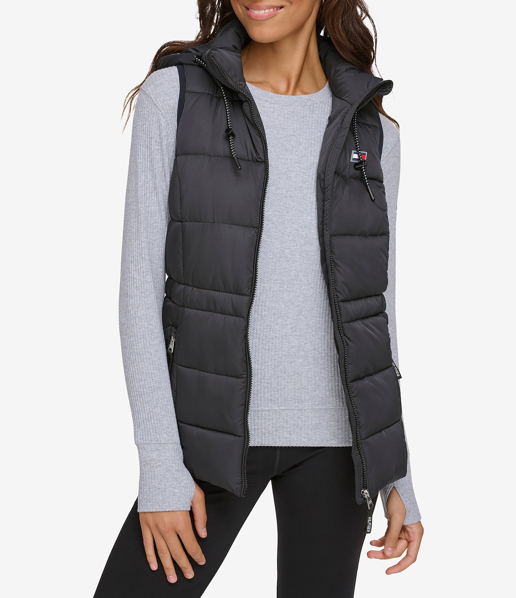 Vest Quilted Front Hooded Dillard\'s Hilfiger Tommy Zip Resistant | Water Sport