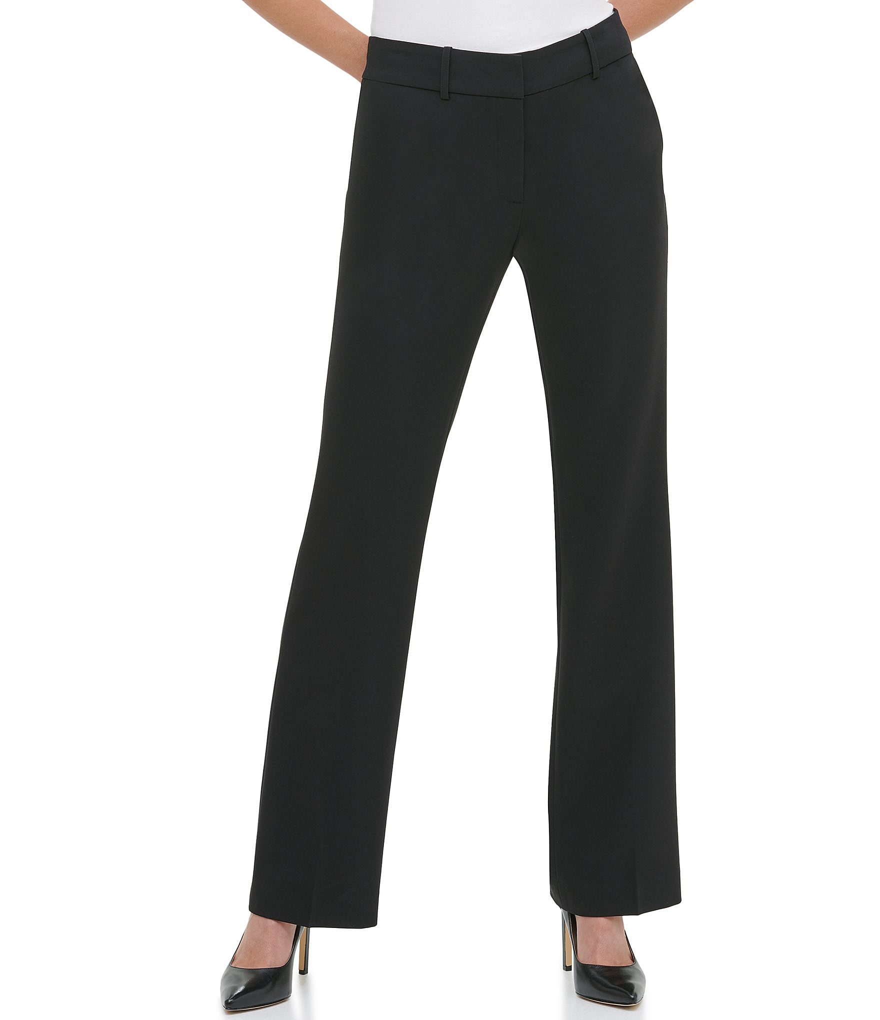 Foucome Dress Pants for Women-Slim Bootcut Stretch High Waist Capris with All Day Comfort Pull On Style 