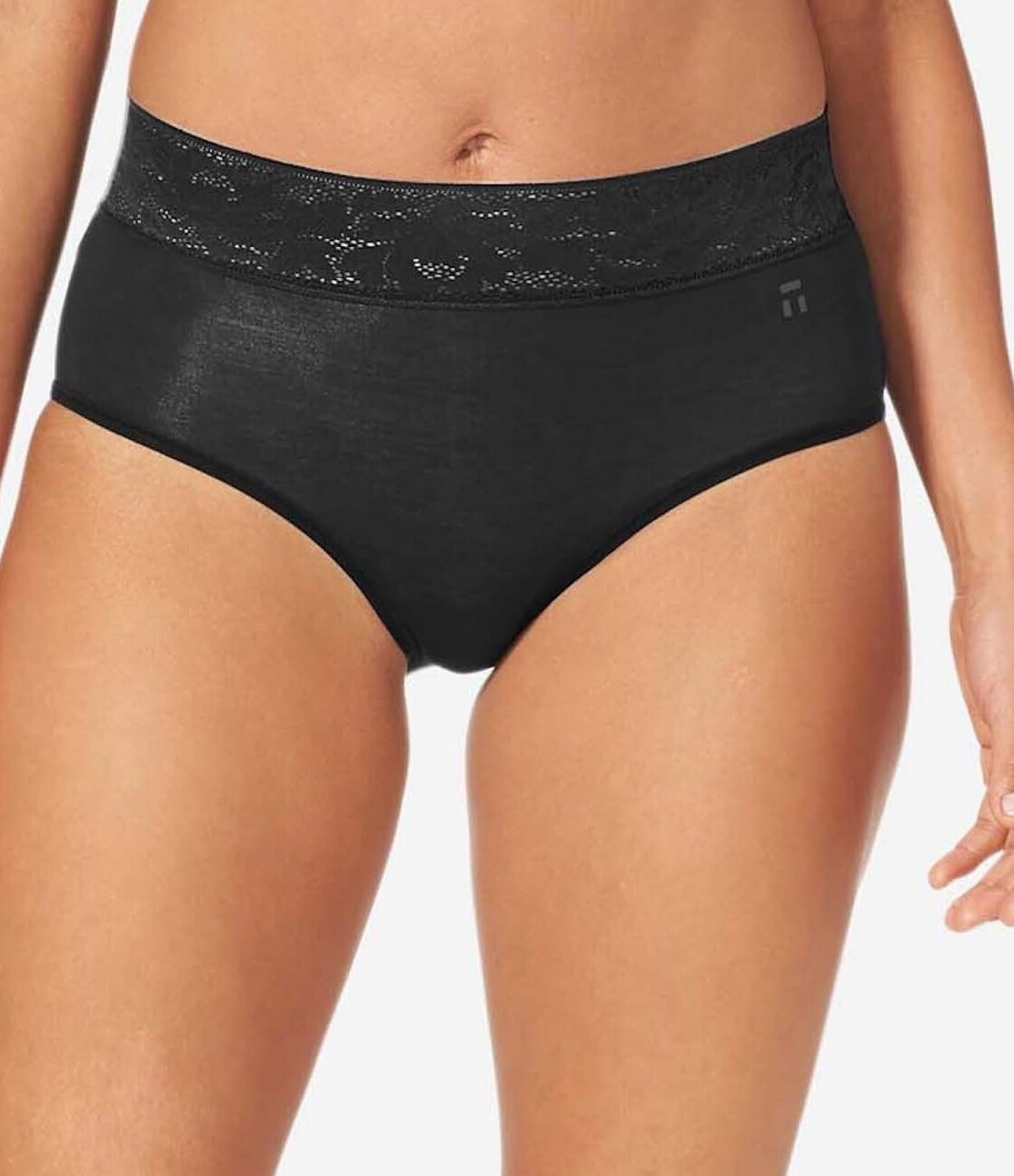 Tommy John Women's Cool Cotton Briefs (X-Small, Black - Lace) at