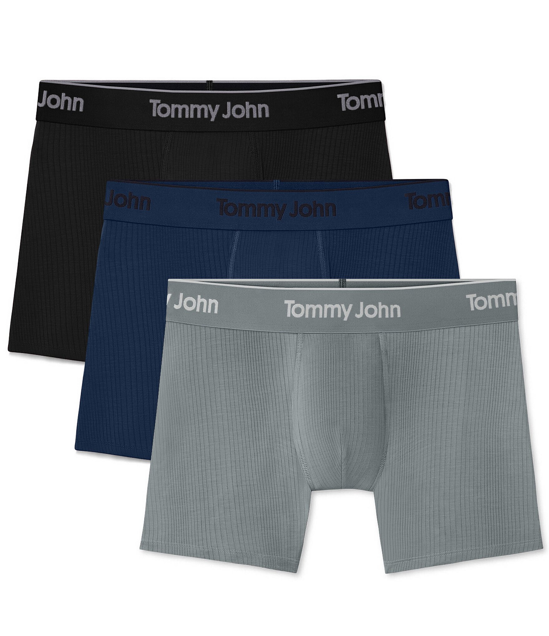 Tommy John Second Skin Lux Rib 4#double;Inseam Boxer Briefs 3-Pack