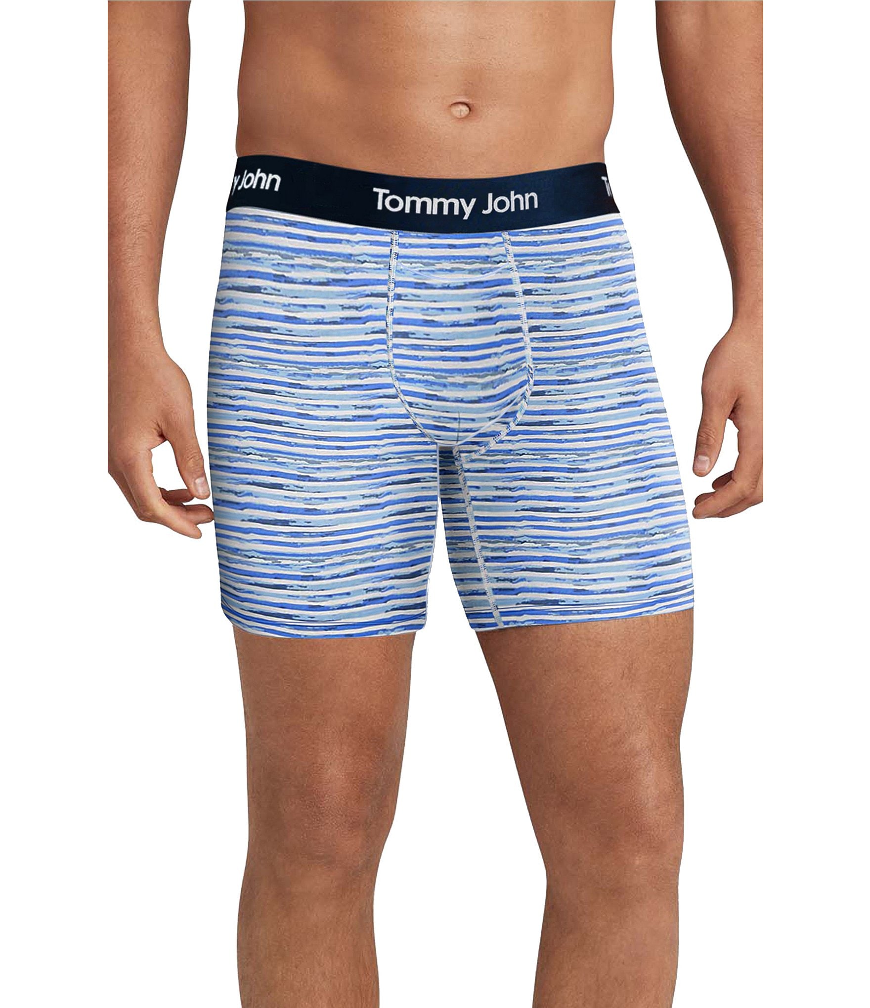 Tommy John Underwear  Mens Second Skin Trunk 4 Blue Dye Stripe