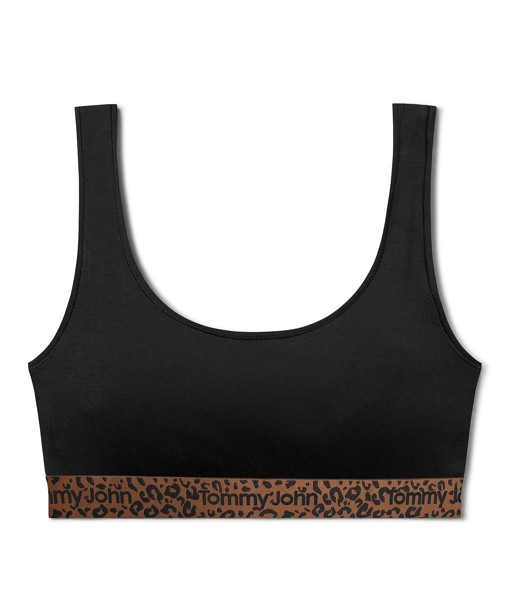 Tommy John Second Skin Solid With Leopard Print Trim Scoop Neck Bralette