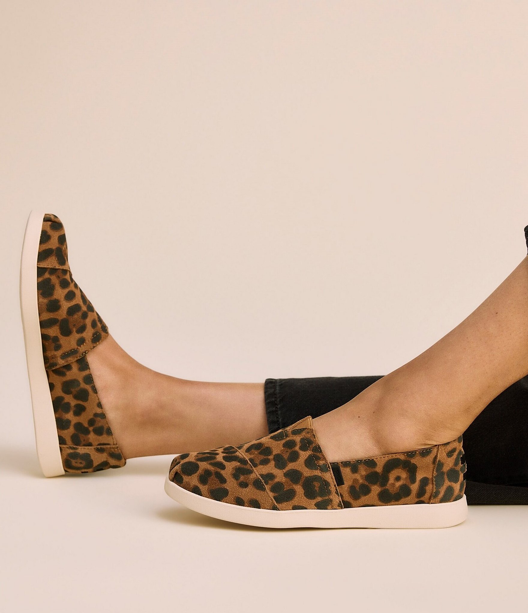 TOMS Alpargata Plus Leopard Print Suede Slip On Loafers