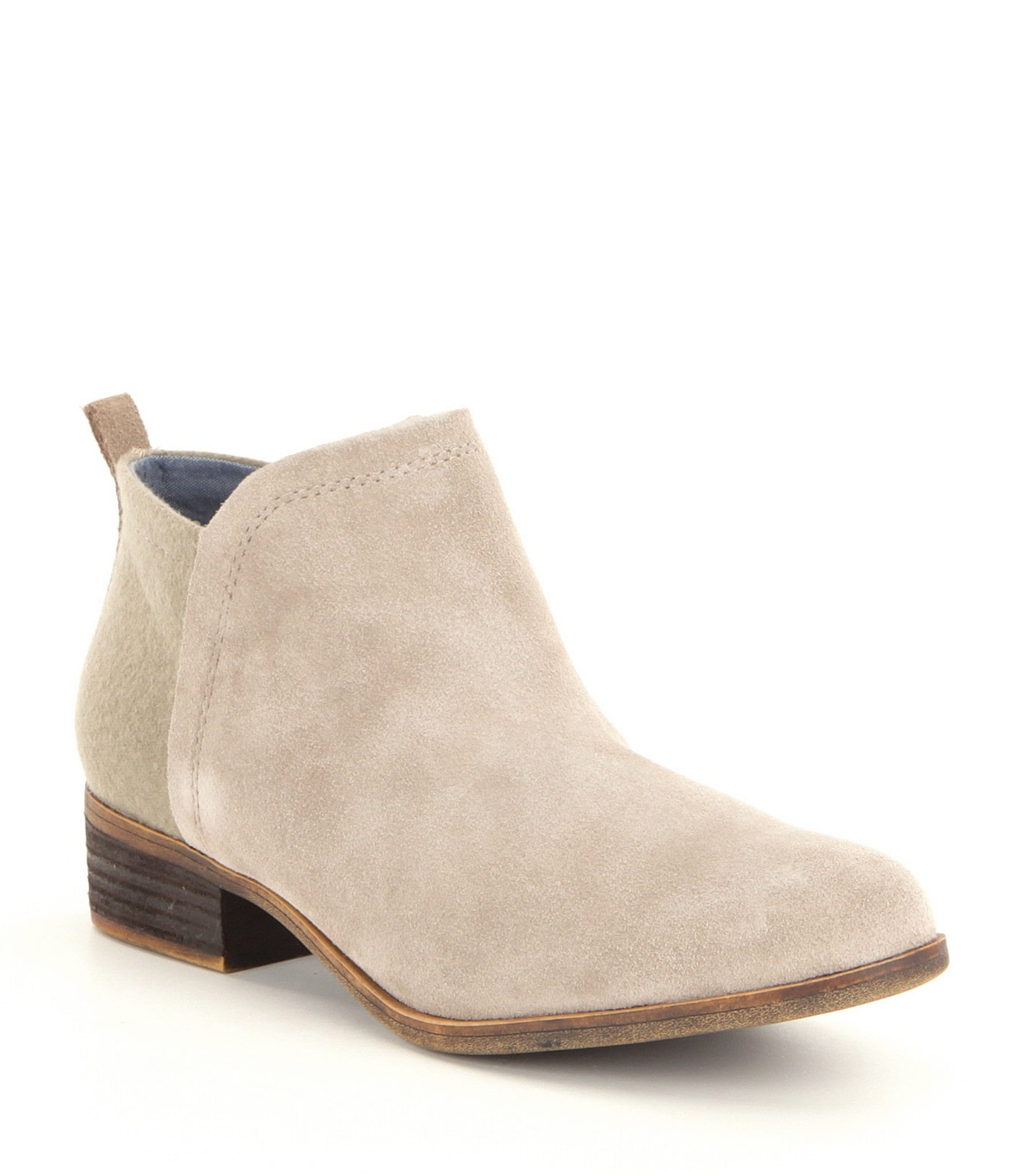 TOMS Deia Suede and Wool Block Heel Booties Dillards