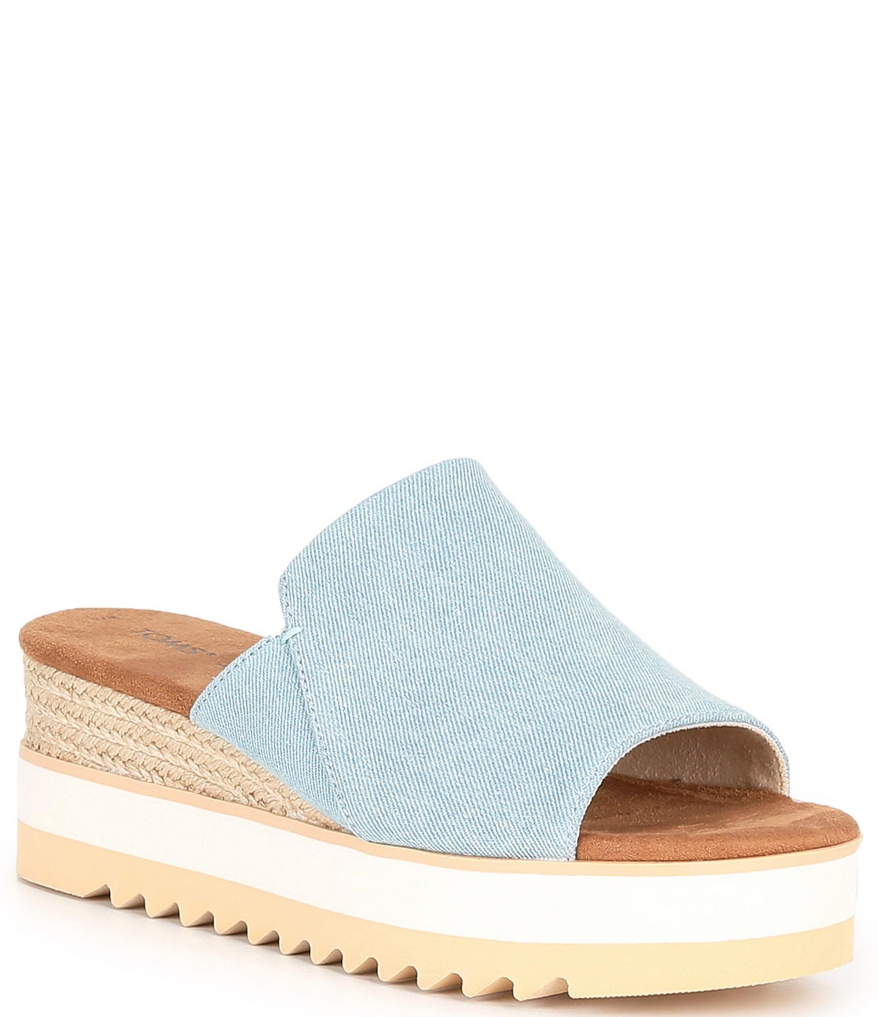 TOMS Diana Denim Platform Espadrille Wedge Slides | Dillard's