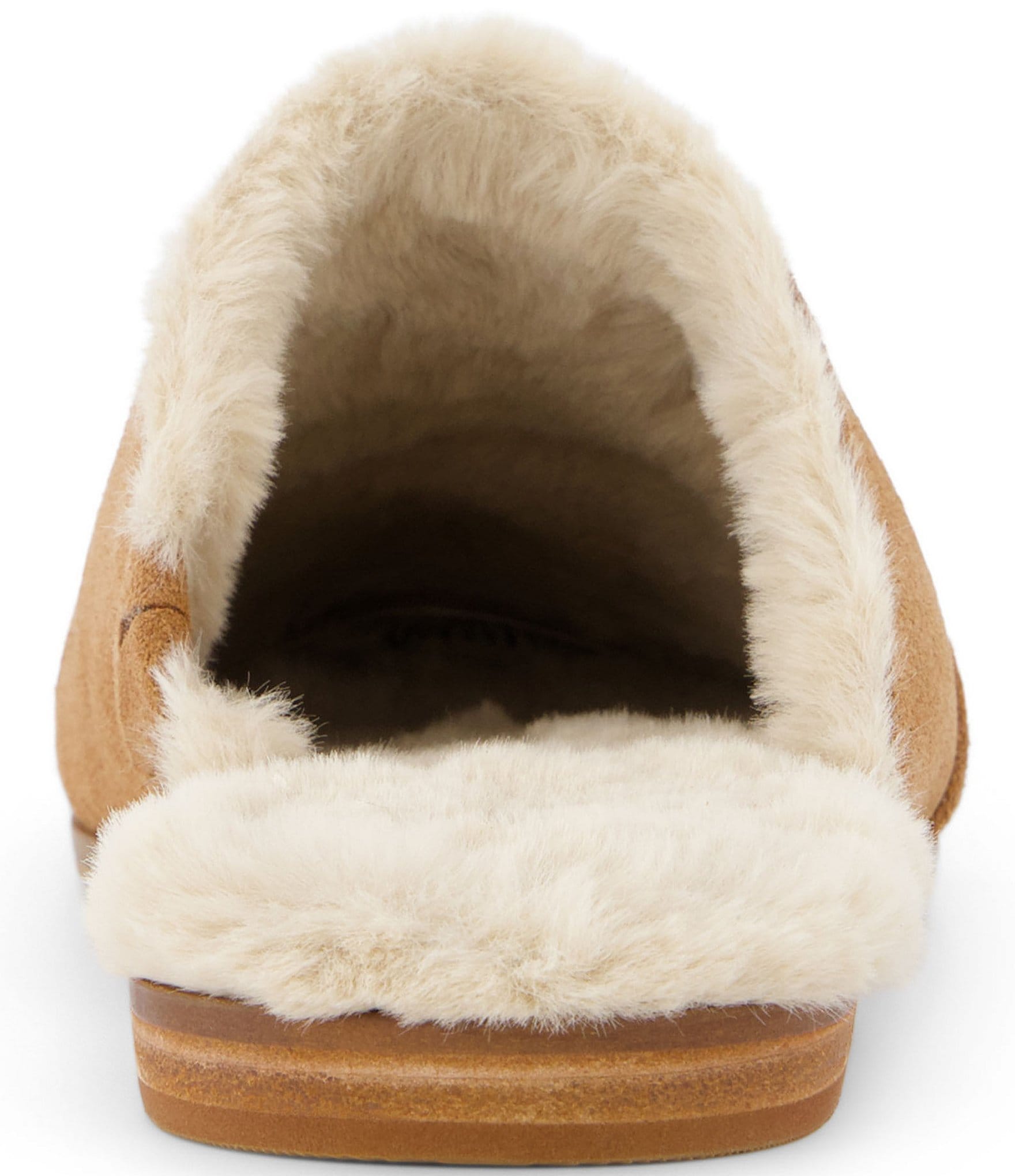 TOMS Jade Suede Faux Fur Lined Mini Wedge Mule Slippers