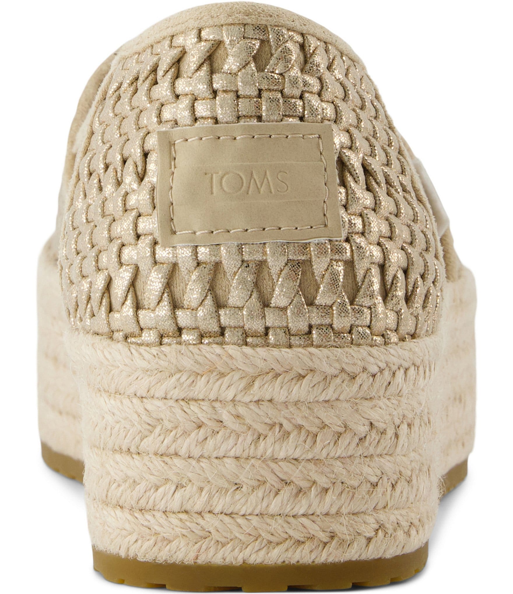 TOMS Valencia Metallic Woven Leather Platform Espadrille Loafers