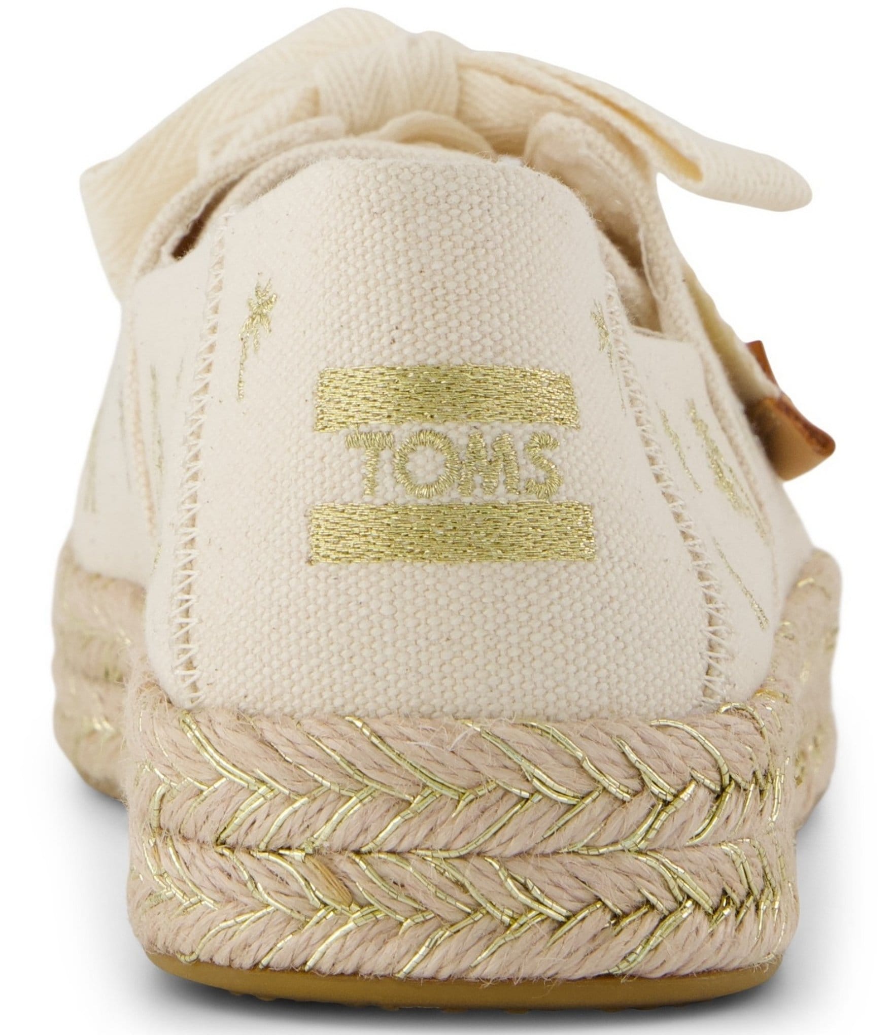 TOMS Women's Carolina Lace Up Embroidered Metallic Palm Trees Flatform Espadrilles